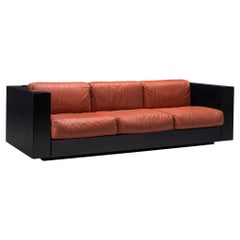 Vignelli Saratoga Large Black Sofa with Red Leather