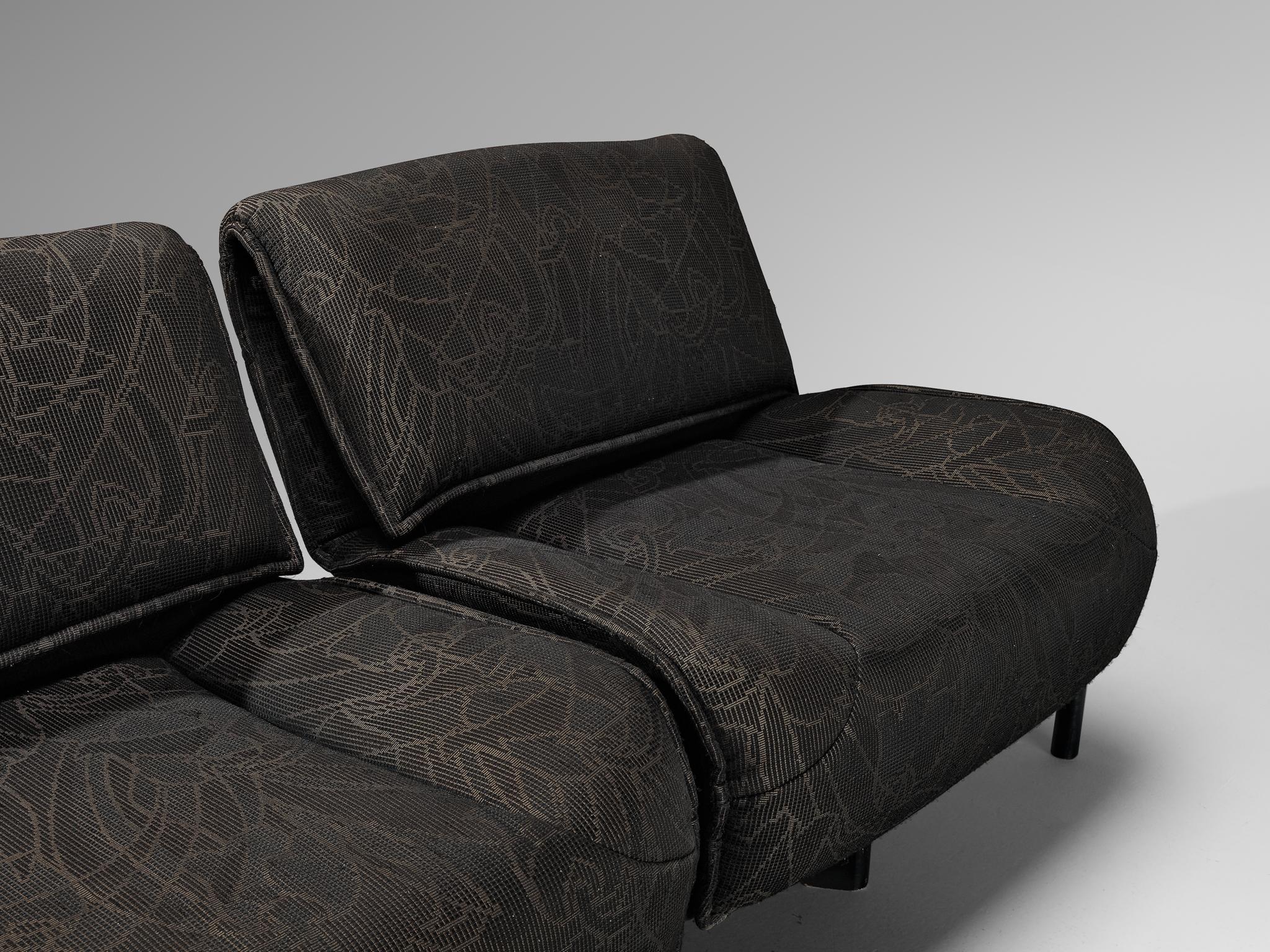 Mid-Century Modern Vigo Magistretti for Cassina 'Veranda' Sofa in Dark Grey Upholstery  For Sale