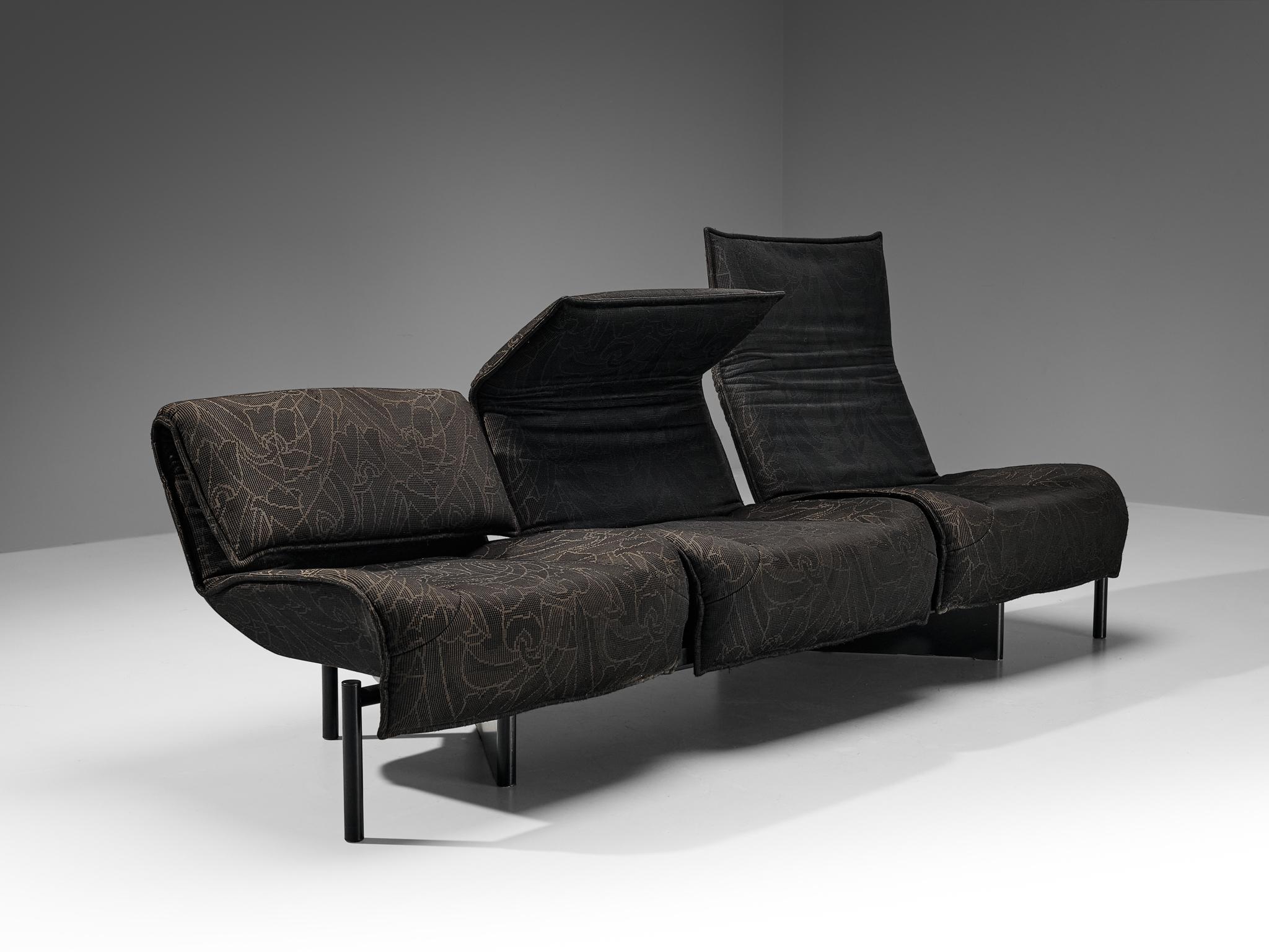 Steel Vigo Magistretti for Cassina 'Veranda' Sofa in Dark Grey Upholstery  For Sale