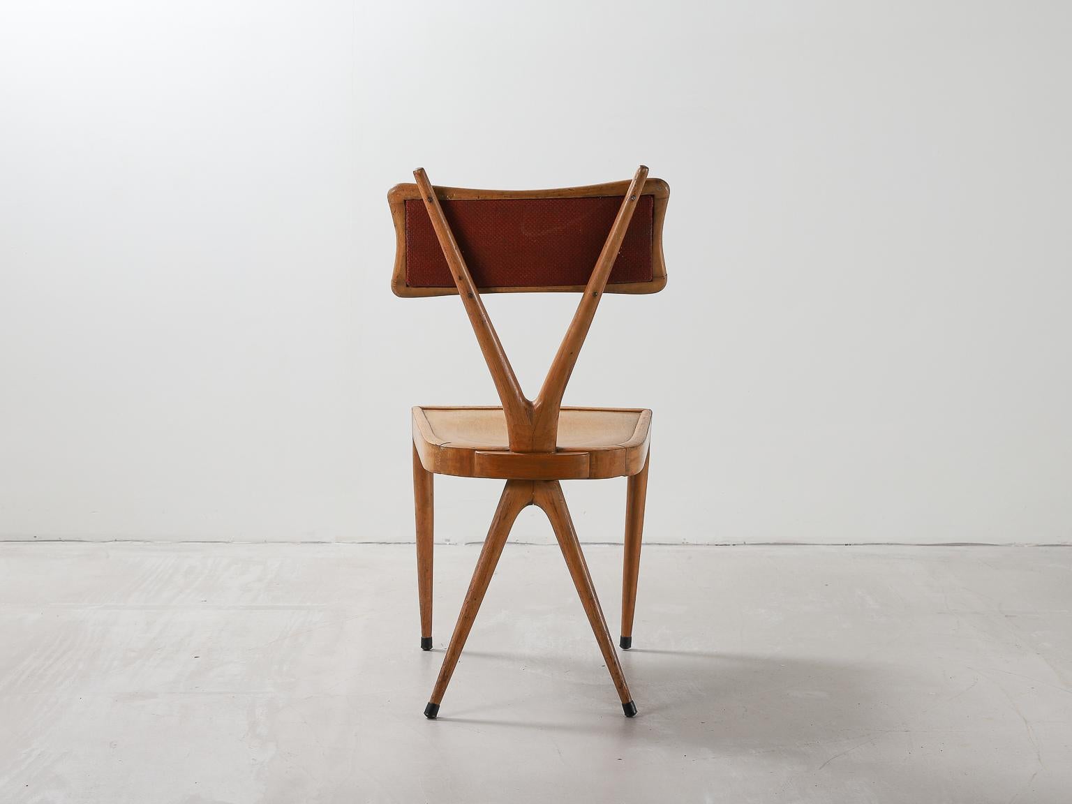 Vigorelli Gianni Set of 3 Wood and Original Fabric Chairs, 1950s 4