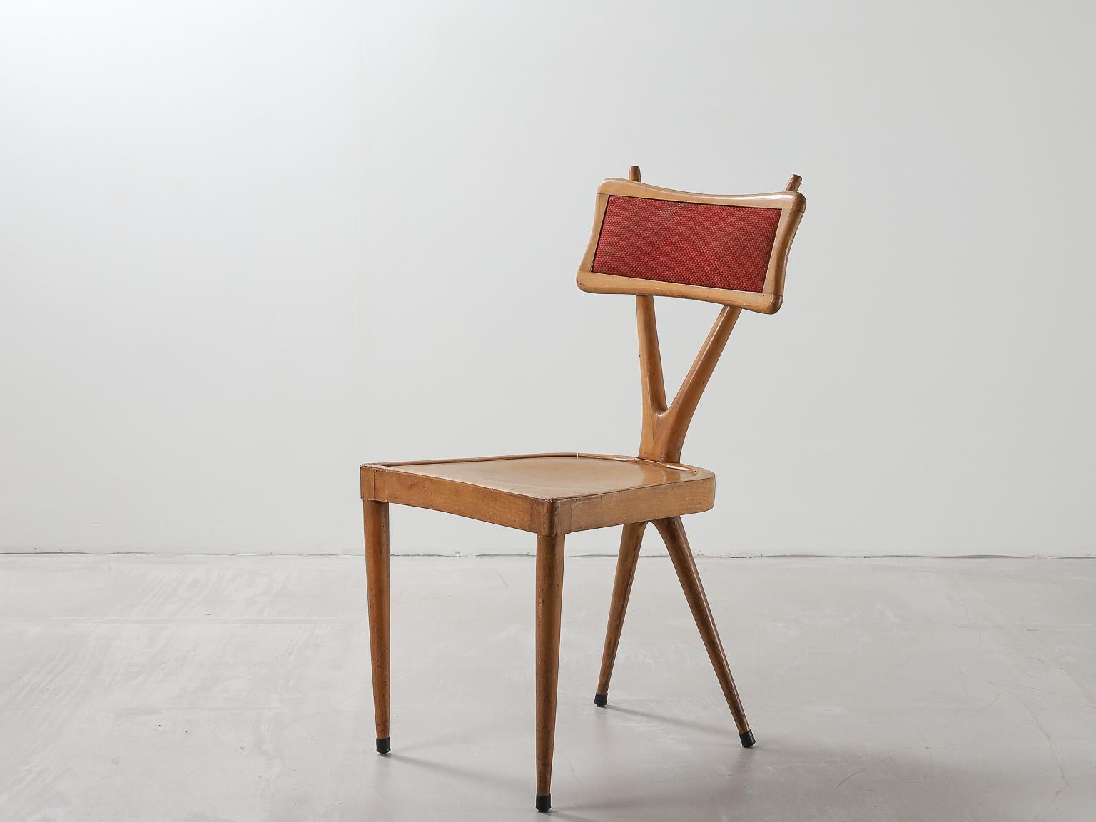 Vigorelli Gianni Set of 3 Wood and Original Fabric Chairs, 1950s 5