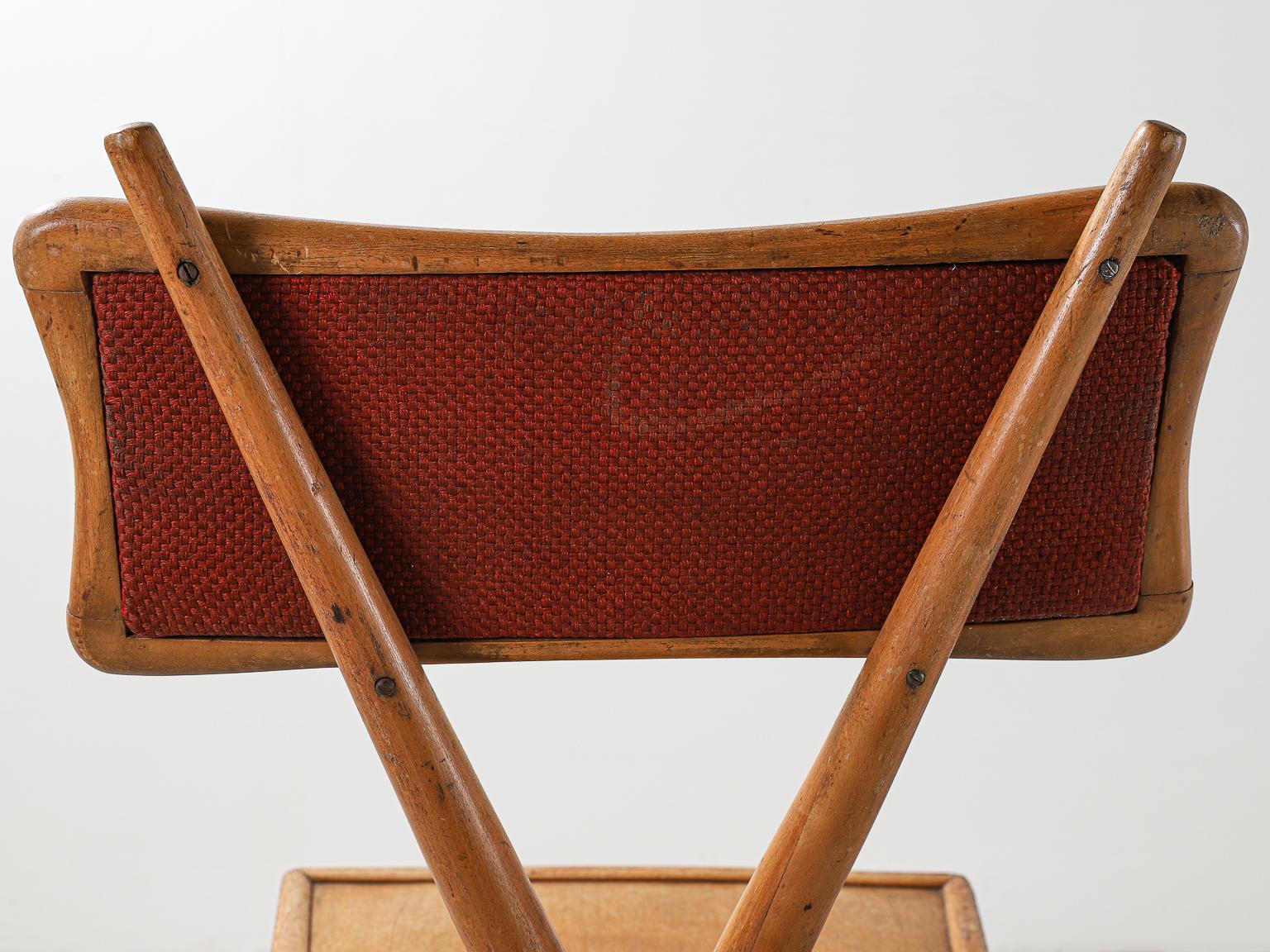 Vigorelli Gianni Set of 3 Wood and Original Fabric Chairs, 1950s 6