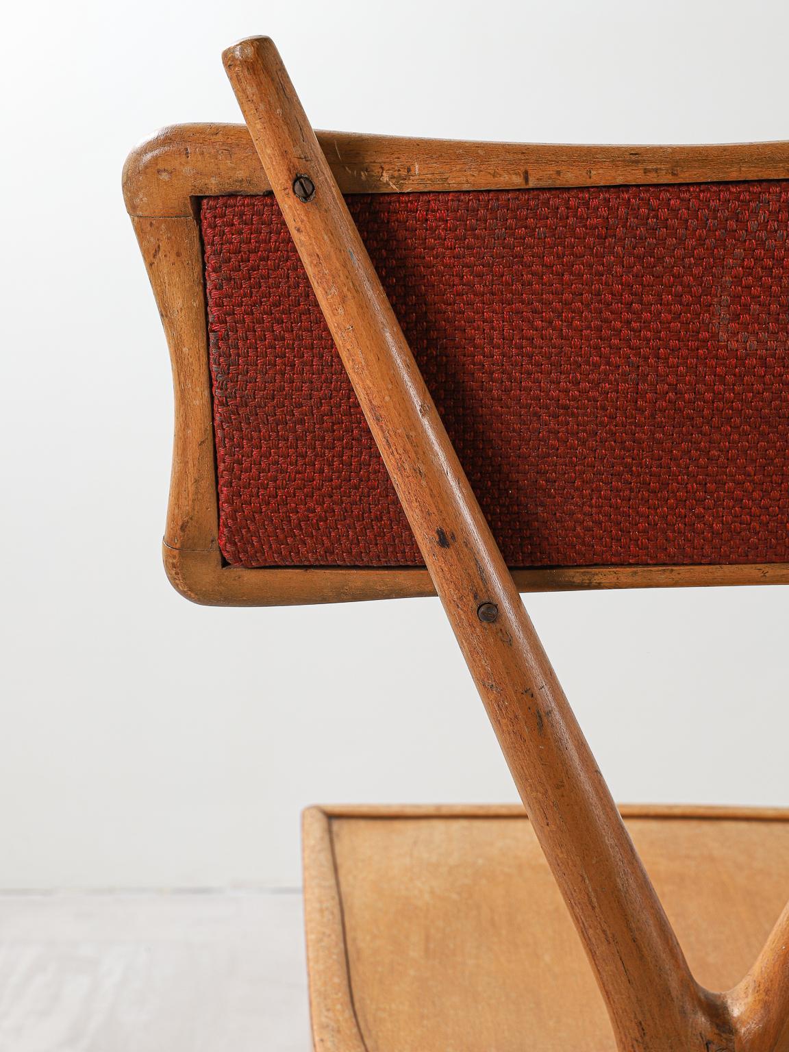 Vigorelli Gianni Set of 3 Wood and Original Fabric Chairs, 1950s 7