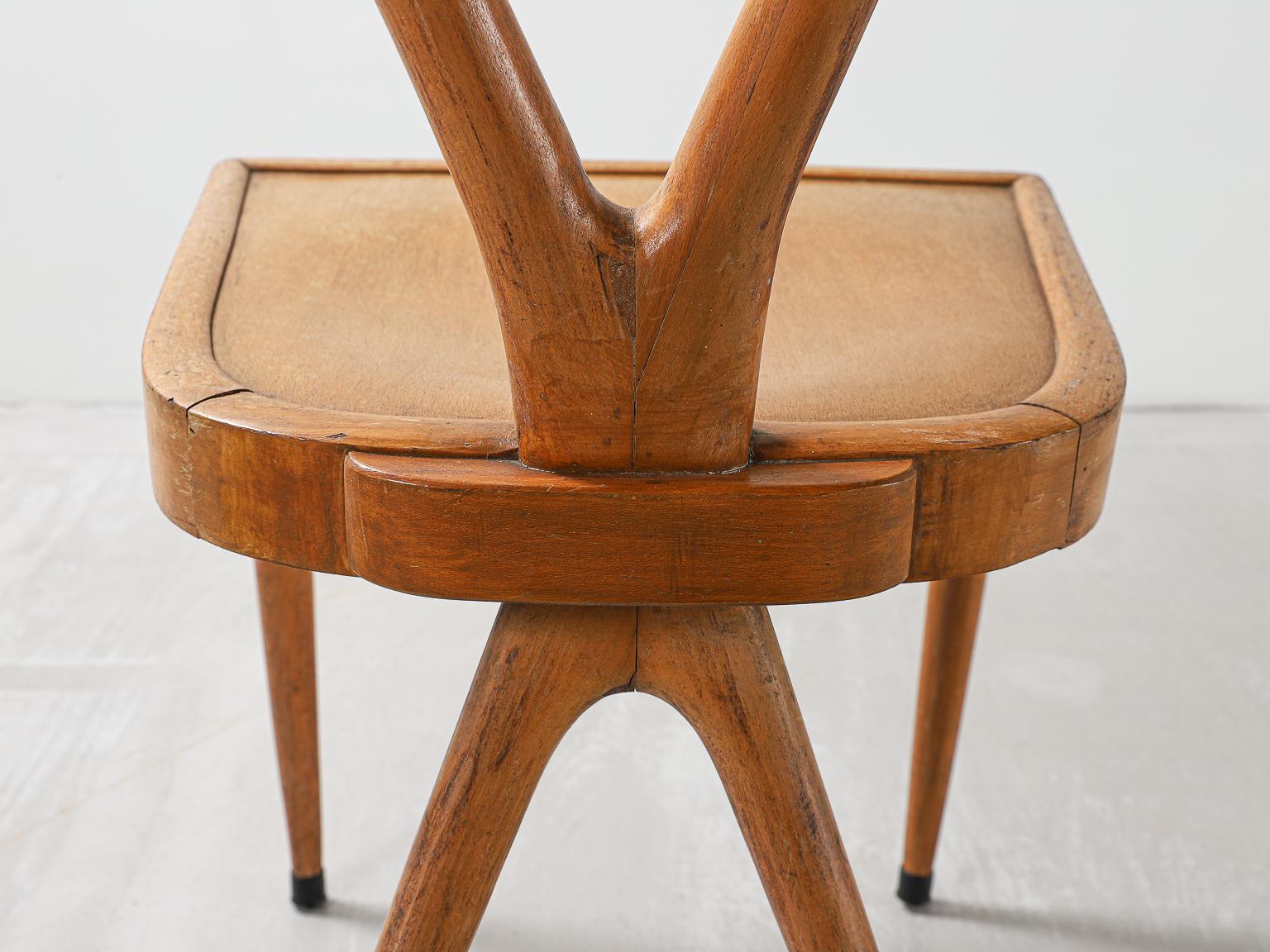 Vigorelli Gianni Set of 3 Wood and Original Fabric Chairs, 1950s 8