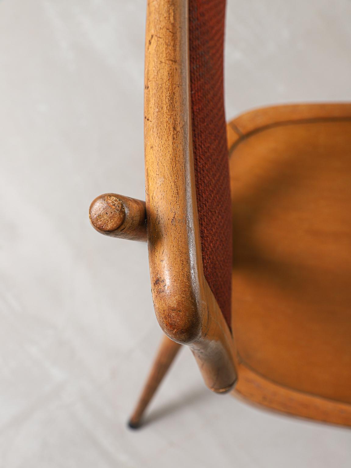 Vigorelli Gianni Set of 3 Wood and Original Fabric Chairs, 1950s 9