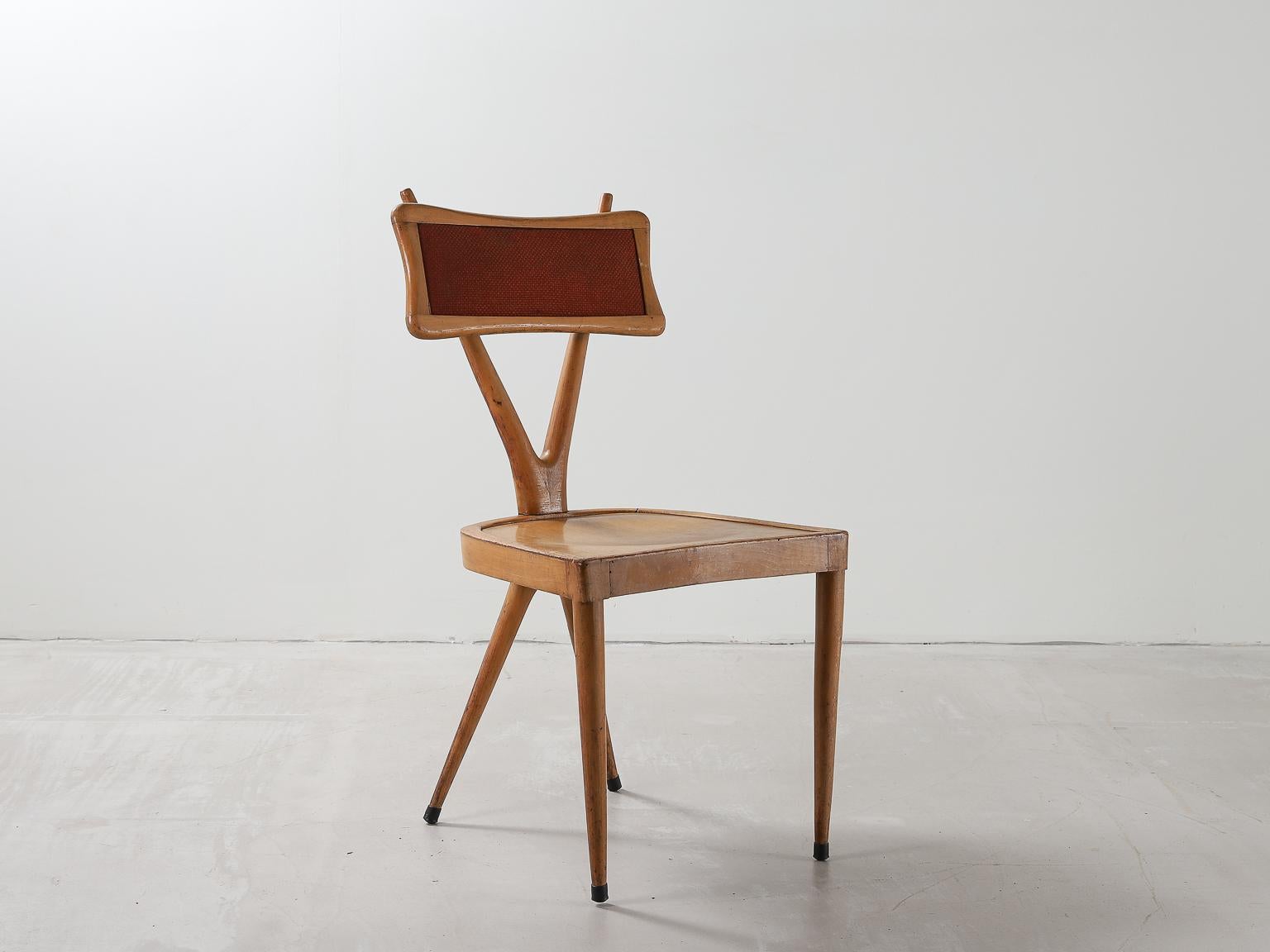 Vigorelli Gianni Set of 3 Wood and Original Fabric Chairs, 1950s 1
