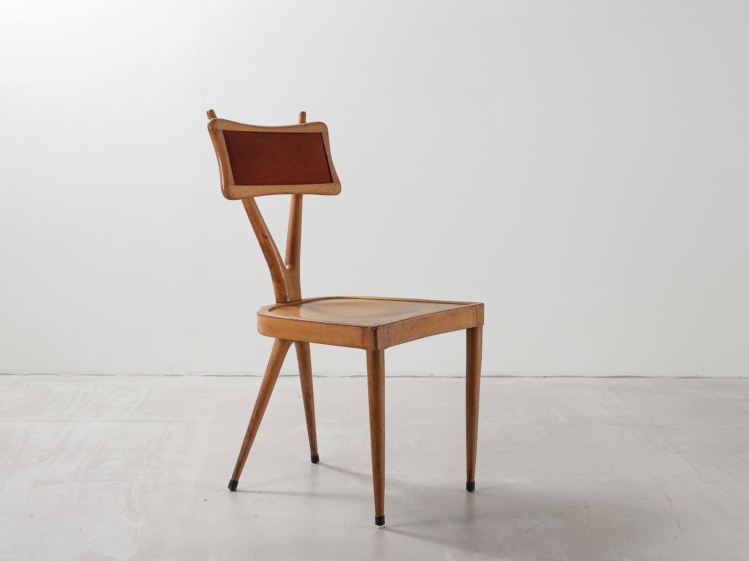 Vigorelli Gianni Set of 3 Wood and Original Fabric Chairs, 1950s 2