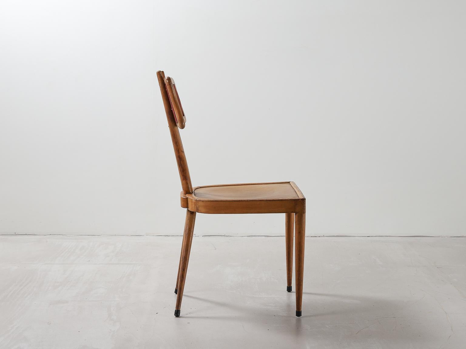 Vigorelli Gianni Set of 3 Wood and Original Fabric Chairs, 1950s 3