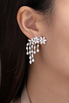 10.50 Carat Pear and Marquise Floral Chandelier Diamond Earrings in 18K Gold