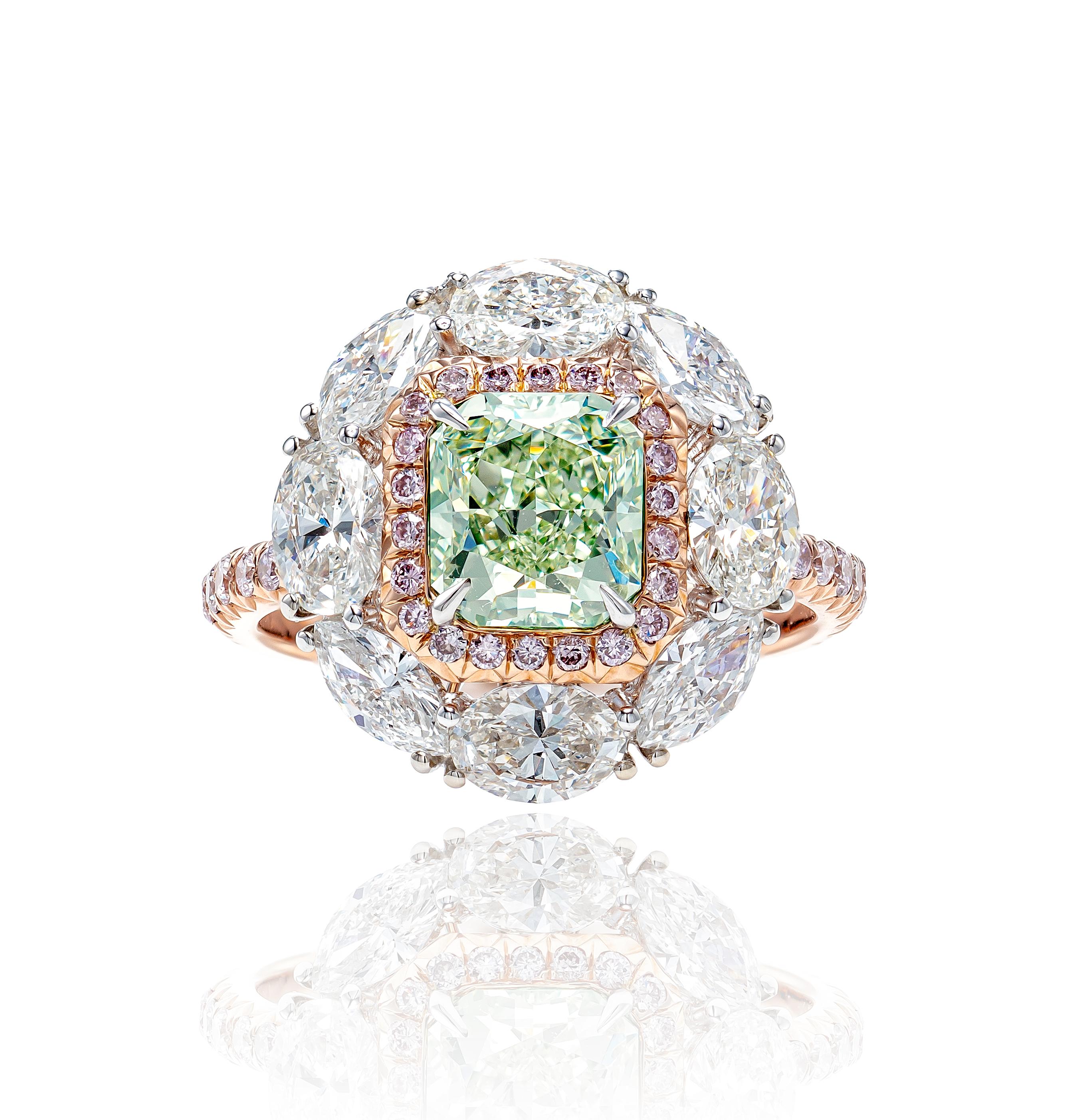 pink and green diamond ring