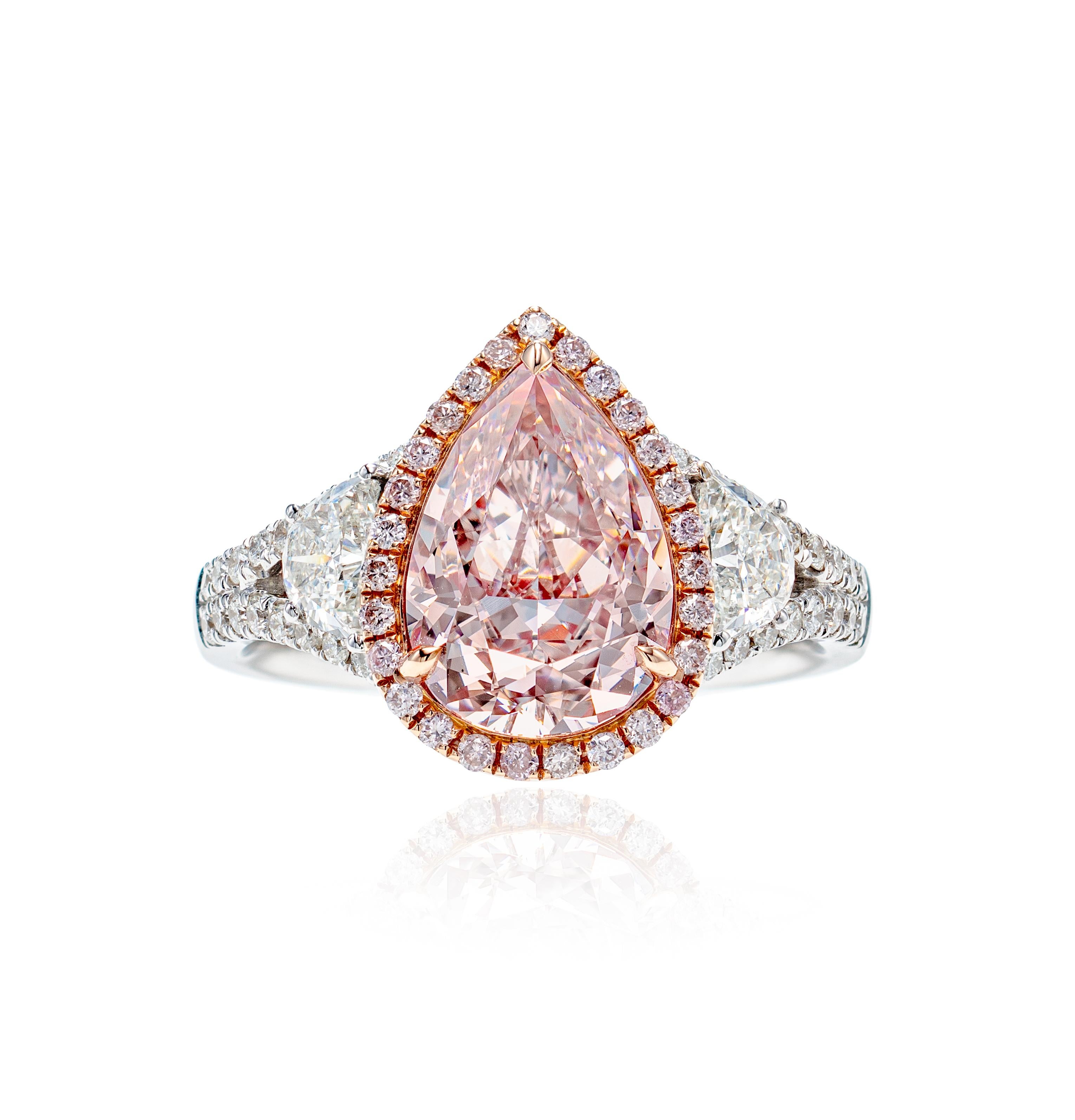 pink pear shaped diamond ring