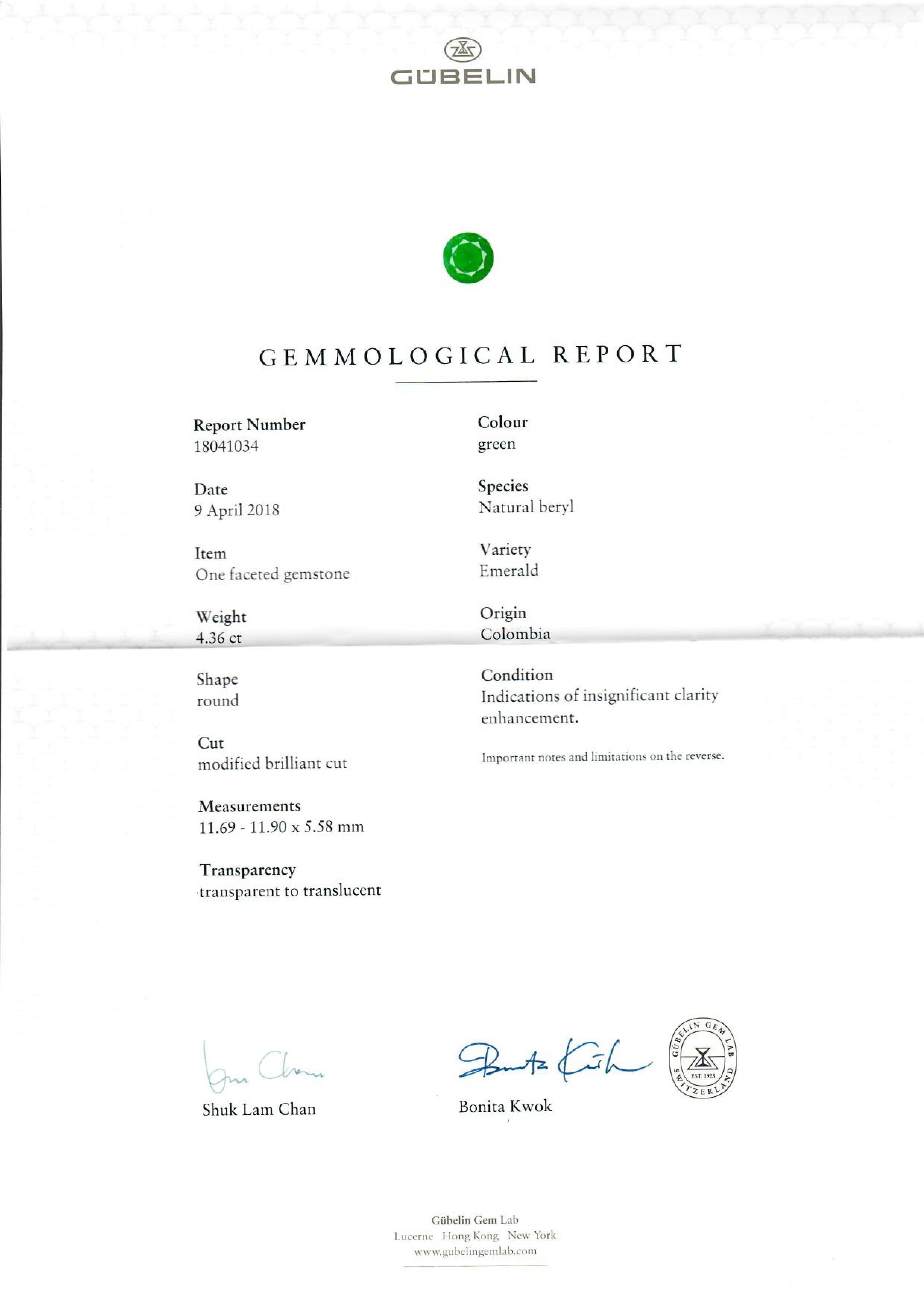 Gubelin zertifizierte 10,59 Karat runde kolumbianische Smaragd-Ohrringe aus 18K Gold (Rundschliff) im Angebot