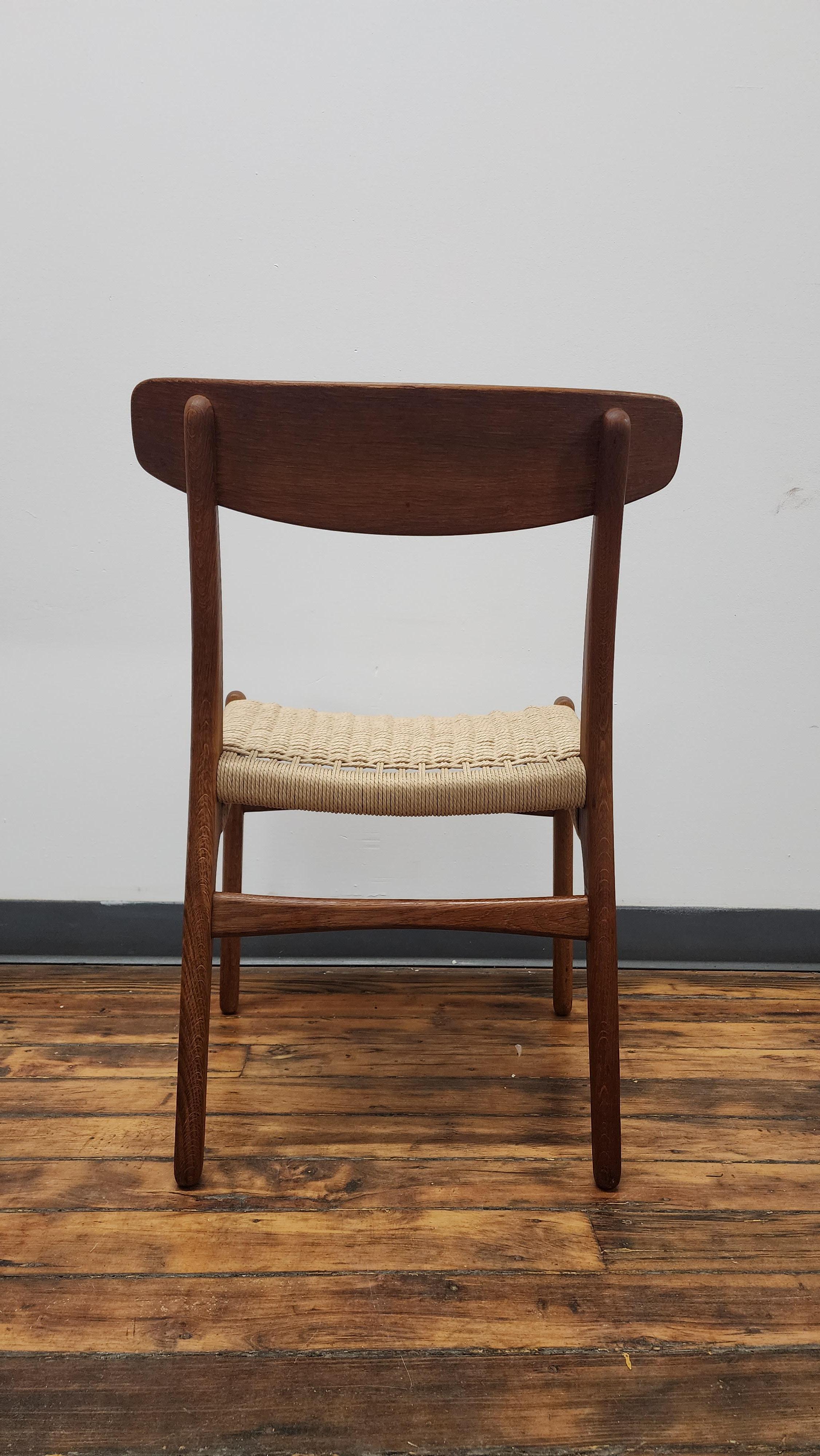 Danish Viintage Oak and Teak CH23 Side Chair by Hans Wegner For Sale