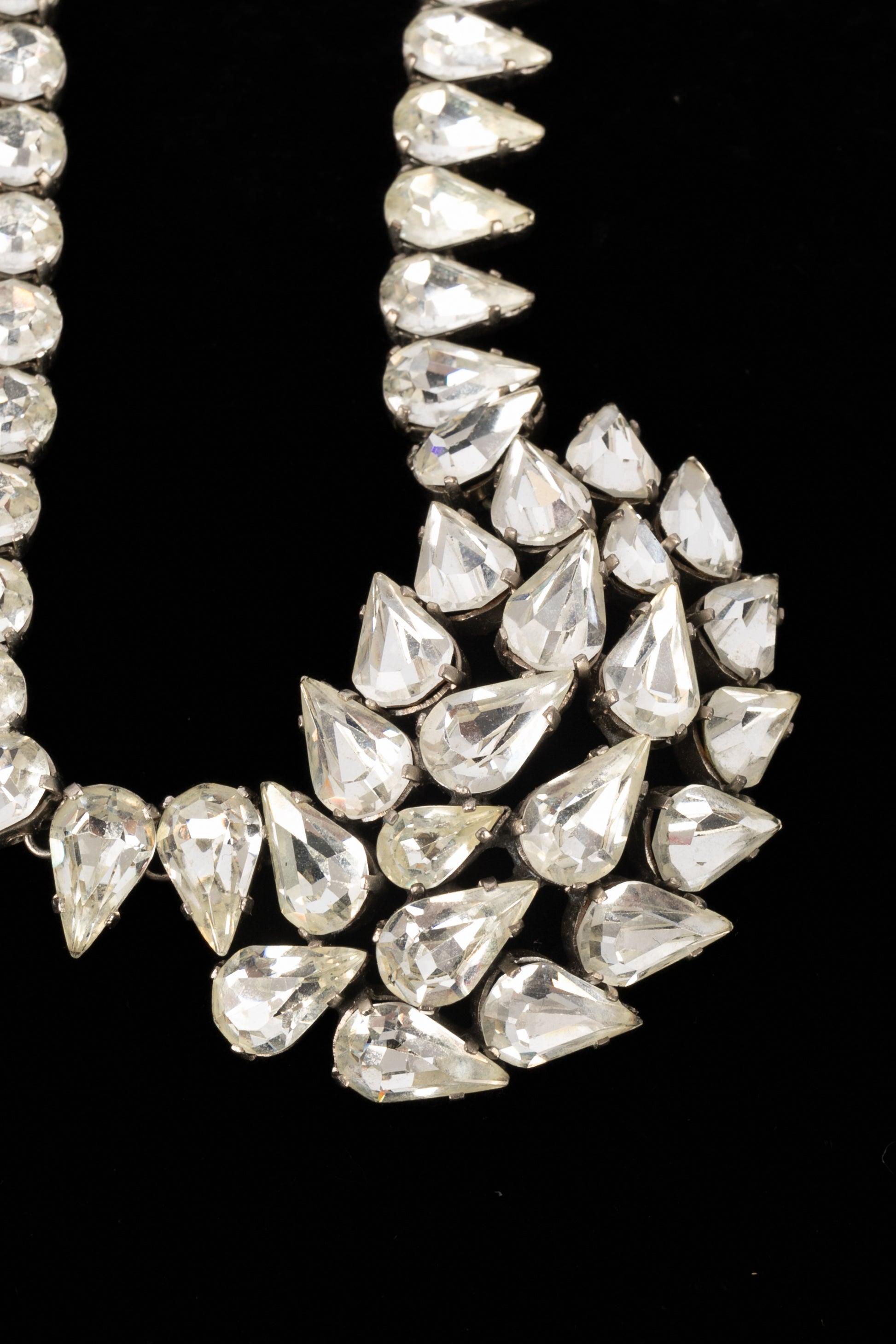 Viintage Rhinestoned Necklace with Rhinestones For Sale 1