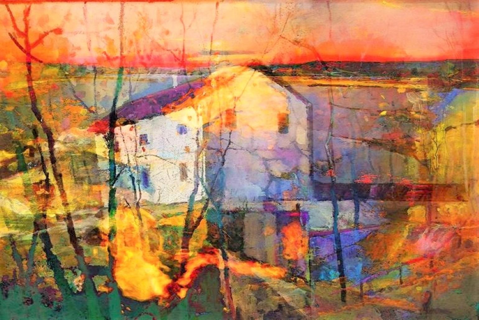 Landscape, Acrylic & Oil on Canvas by Indian Contemporary Artist "In Stock"
