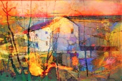 Landscape, Acrylic & Oil on Canvas by Indian Contemporary Artist "In Stock"