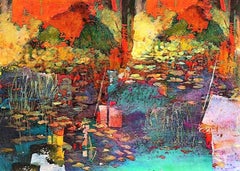 Landscape, Acrylic & Oil on Canvas by Indian Contemporary Artist "In Stock"