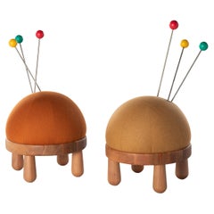 Vik Muniz Pincushion Pouf in Foam & Brazilian Wood with Steel Pins by +55design