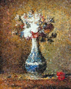 Blumen in blauer und weißer Vase, nach Chardin