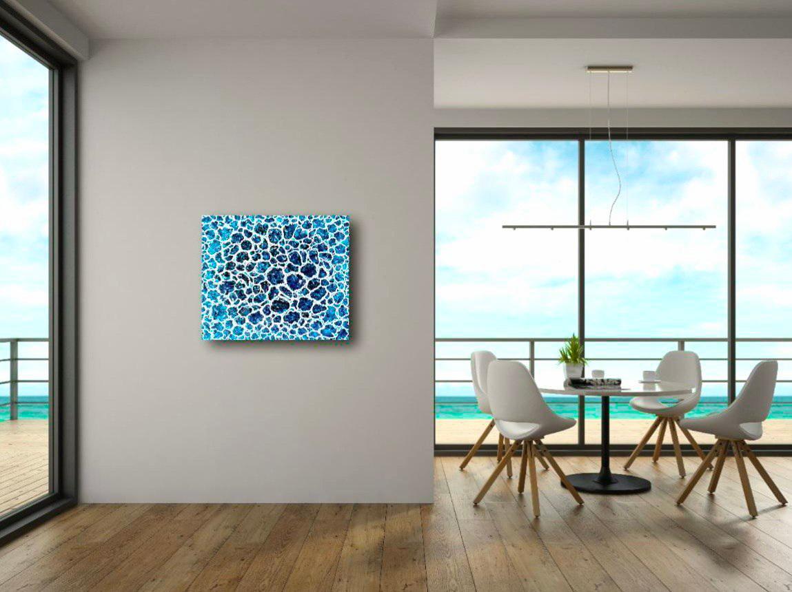 Lagon bleu de l'île de Miyako. Peinture abstraite. Aquarelle / Mer / Bleu. 50x60cm  - Expressionnisme abstrait Painting par Vik Schroeder 