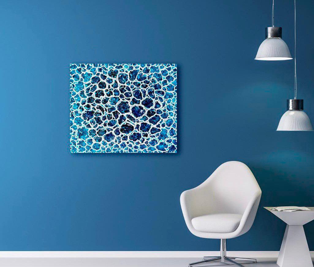 Lagon bleu de l'île de Miyako. Peinture abstraite. Aquarelle / Mer / Bleu. 50x60cm  en vente 6