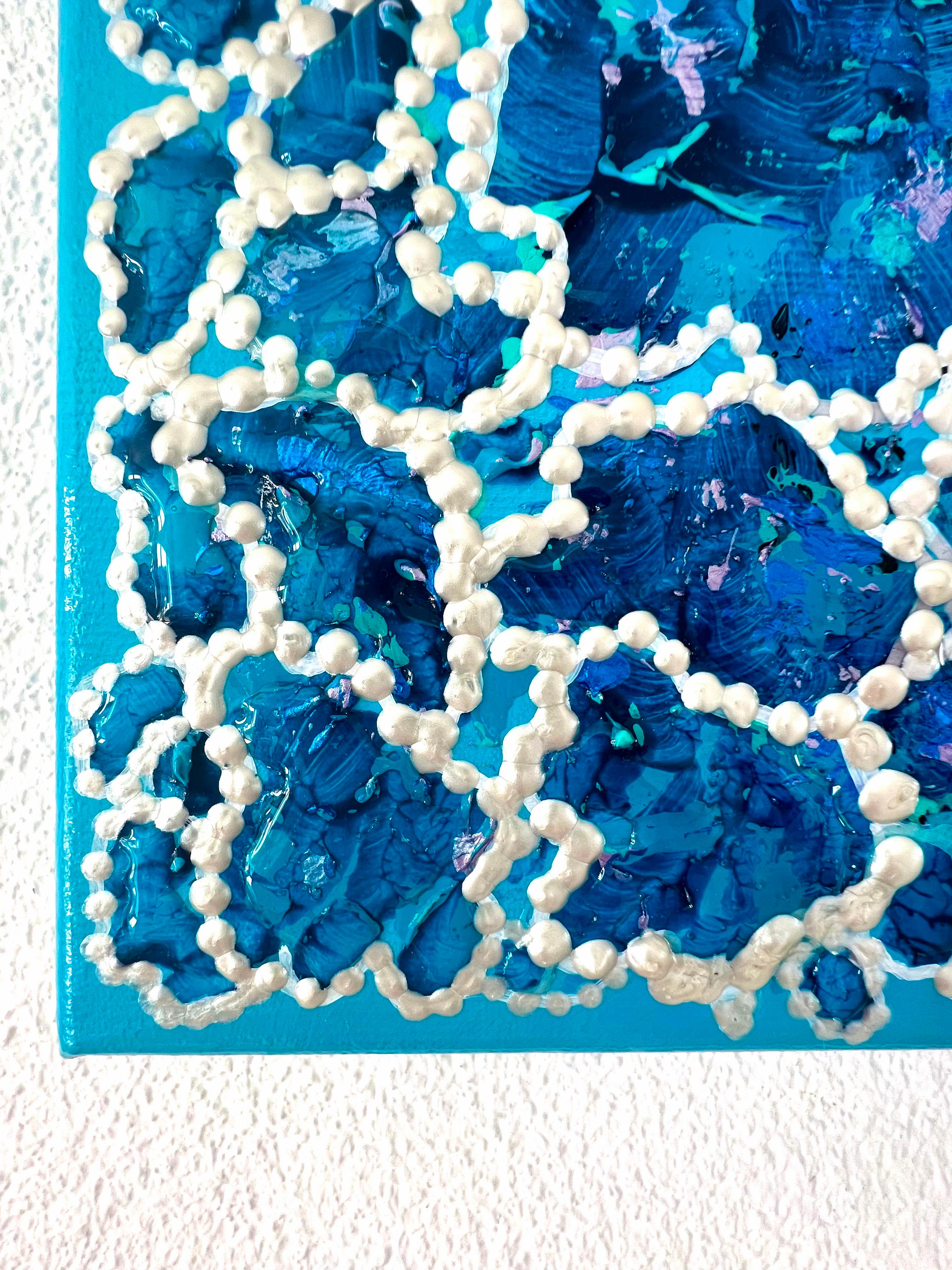 Lagon bleu de l'île de Miyako. Peinture abstraite. Aquarelle / Mer / Bleu. 50x60cm  en vente 7