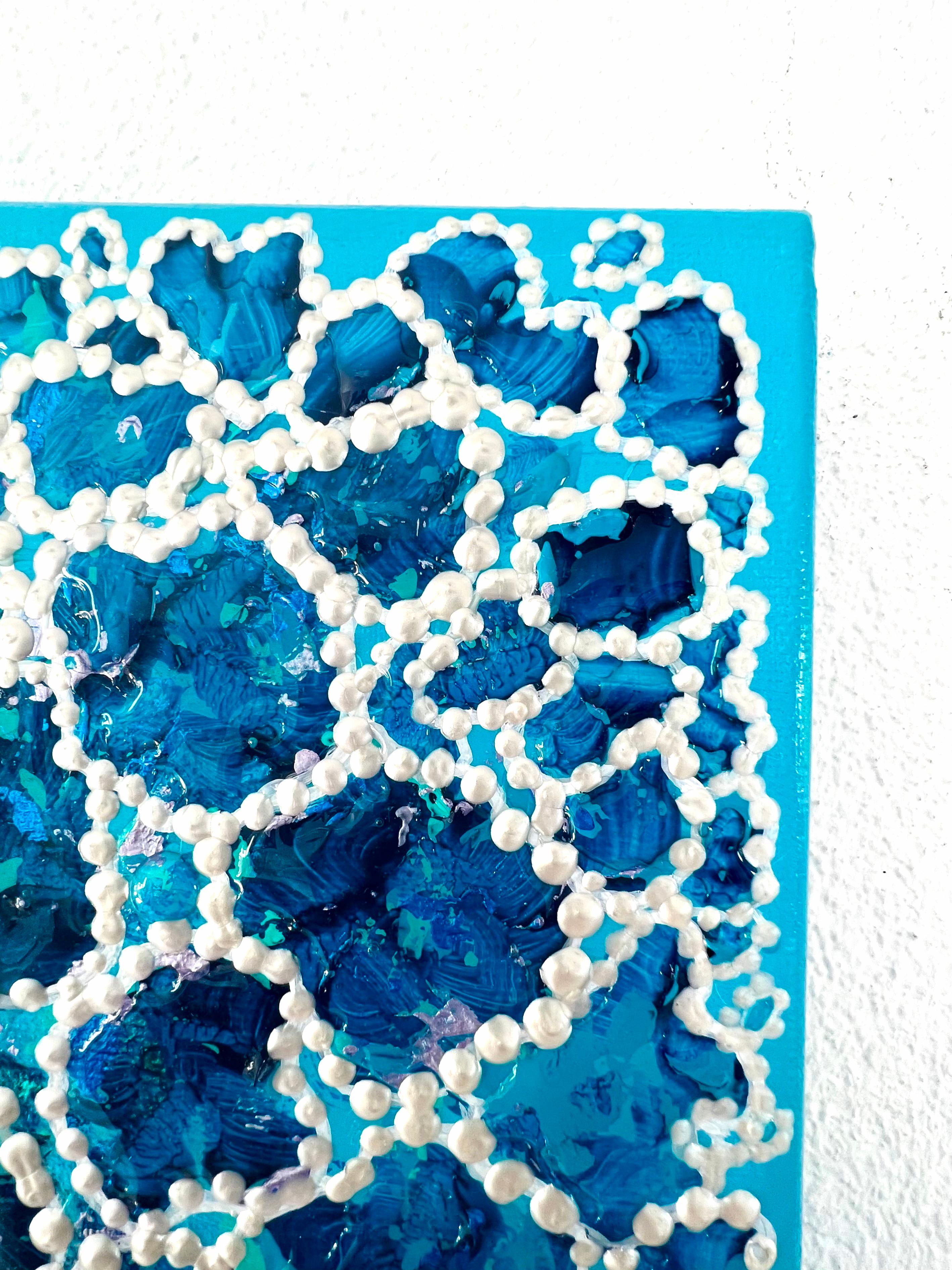 Lagon bleu de l'île de Miyako. Peinture abstraite. Aquarelle / Mer / Bleu. 50x60cm  en vente 8