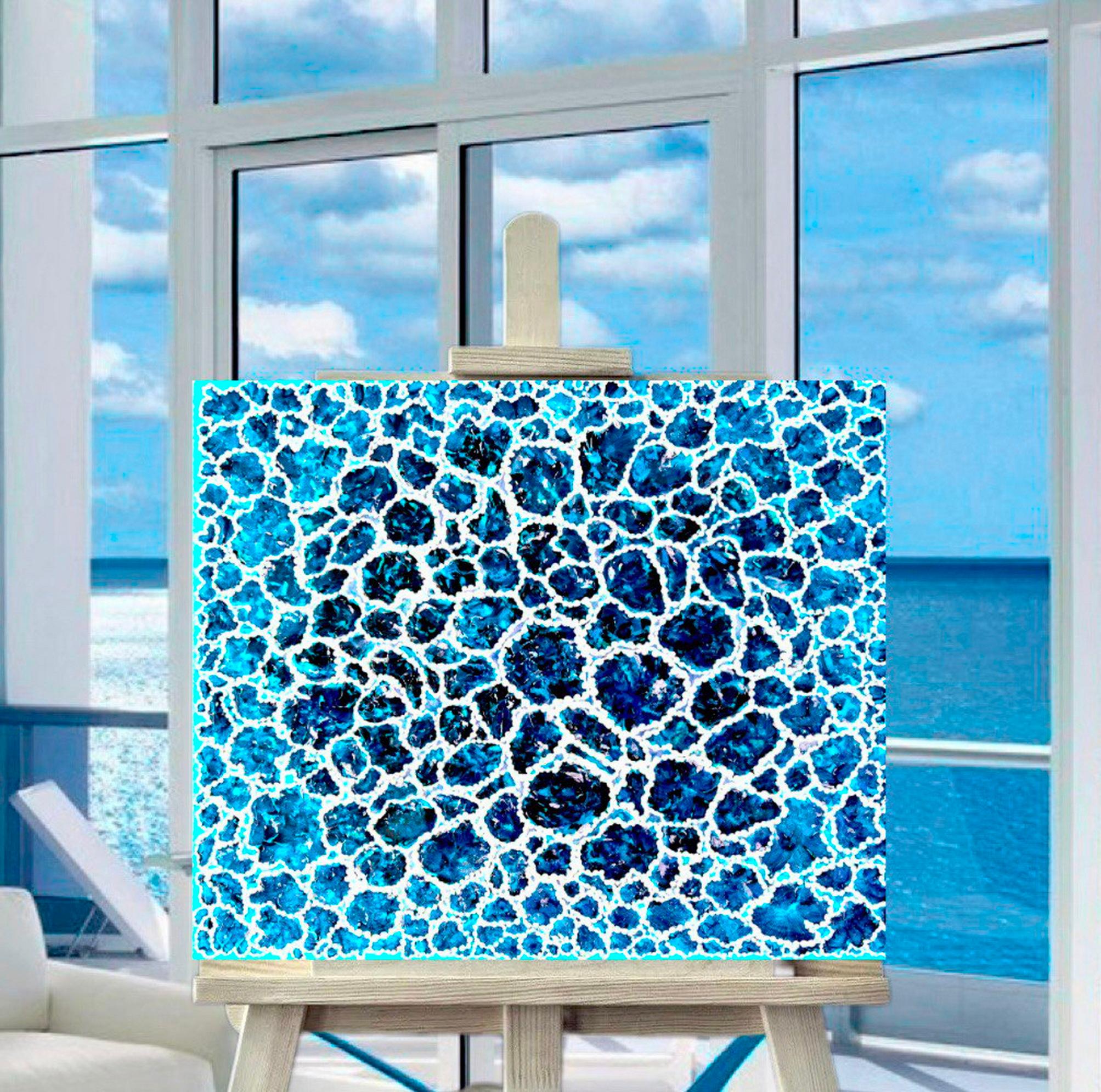 Blue Lagoon of Miyako island. Abstract painting. Water / Sea / Blue. 50x60cm  For Sale 1