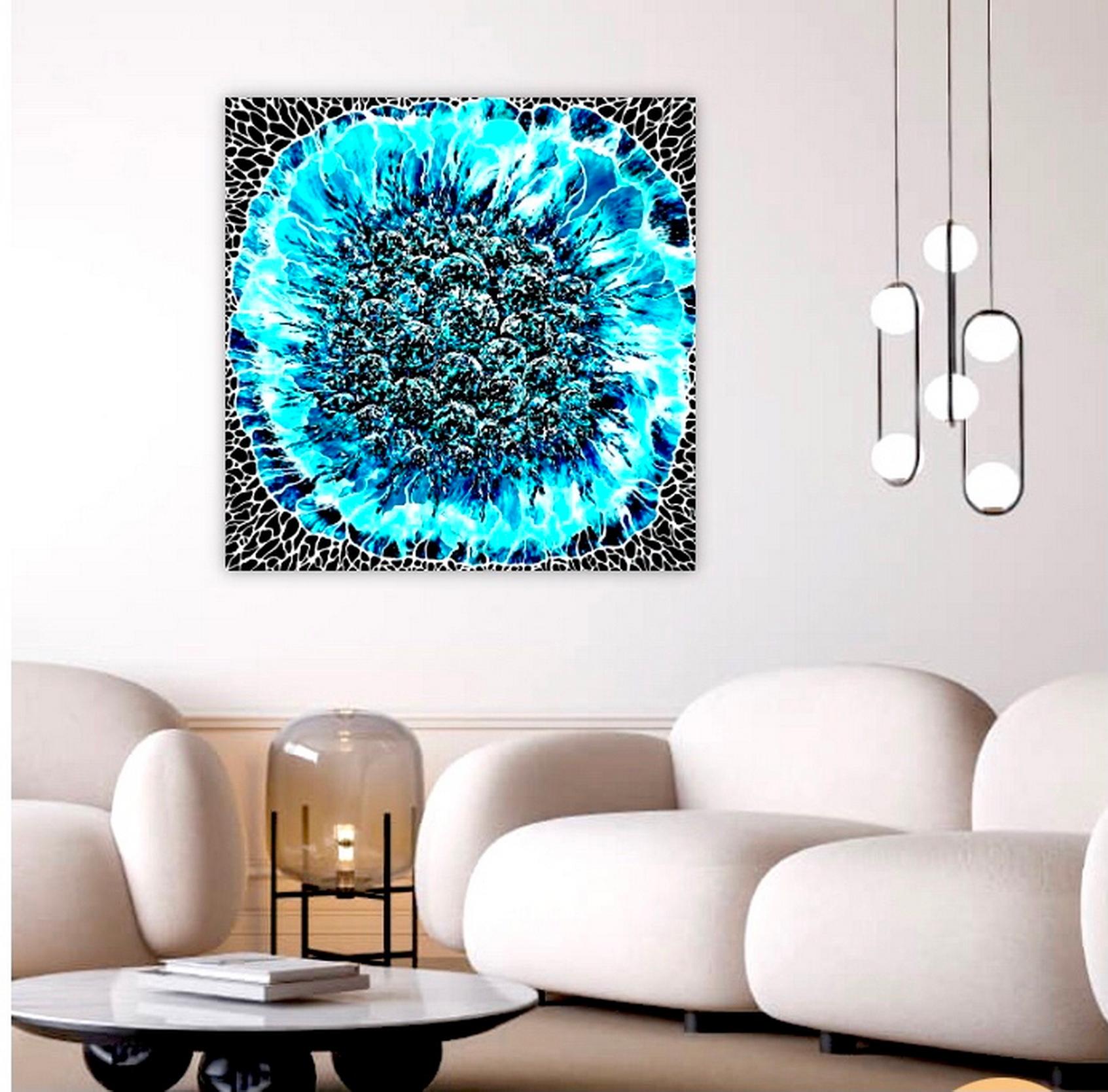   Bouquet of Winter.  Interior painting. Mixed Media  Art Resin 100x100cm For Sale 3