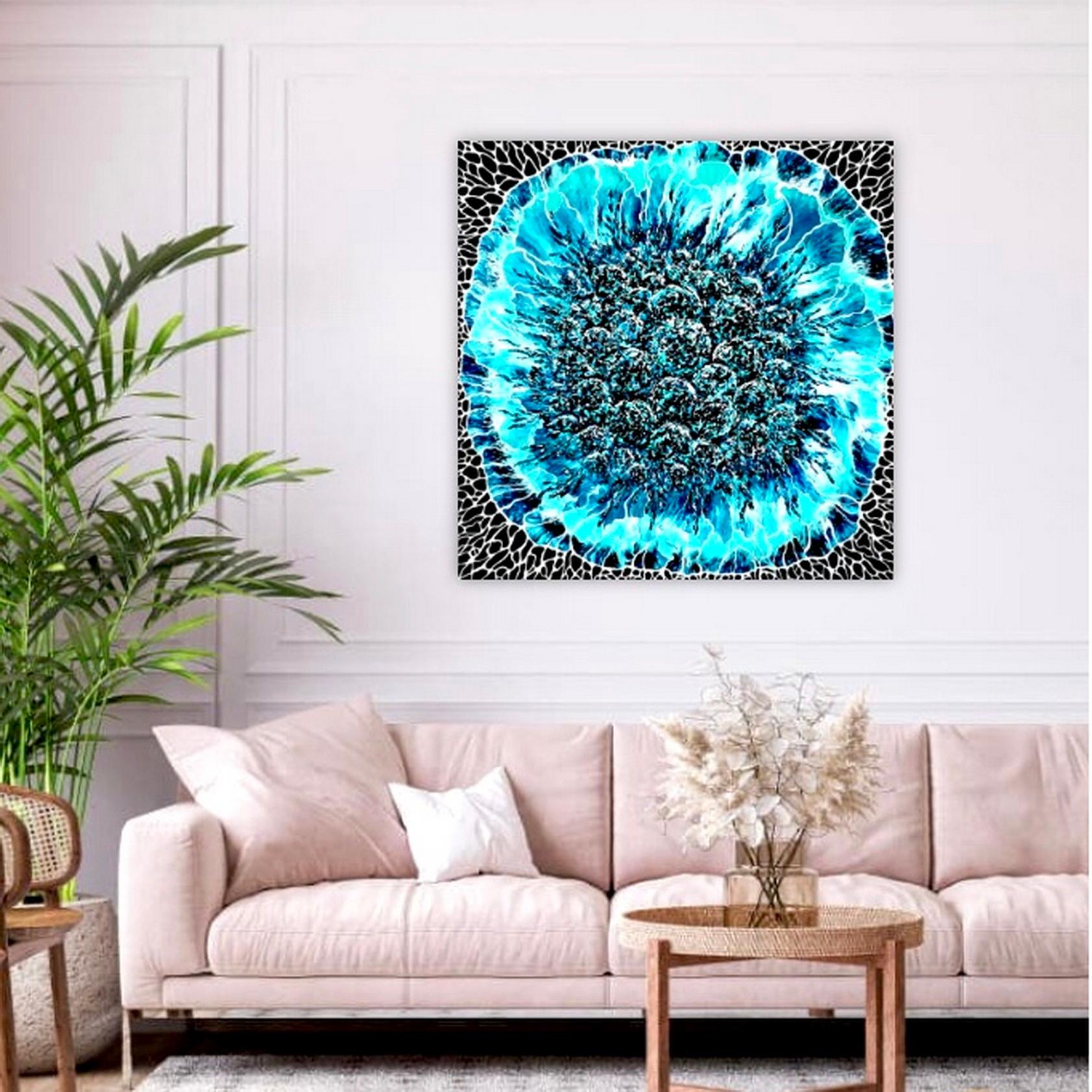   Bouquet of Winter.  Interior painting. Mixed Media  Art Resin 100x100cm For Sale 9