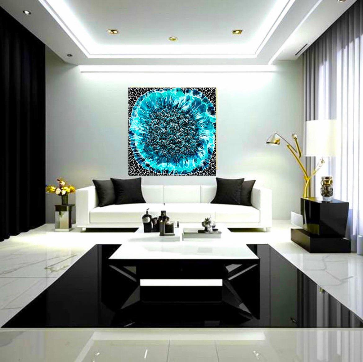 Bouquet of Winter.  Interior painting. Mixed Media  Art Resin 100x100cm For Sale 11