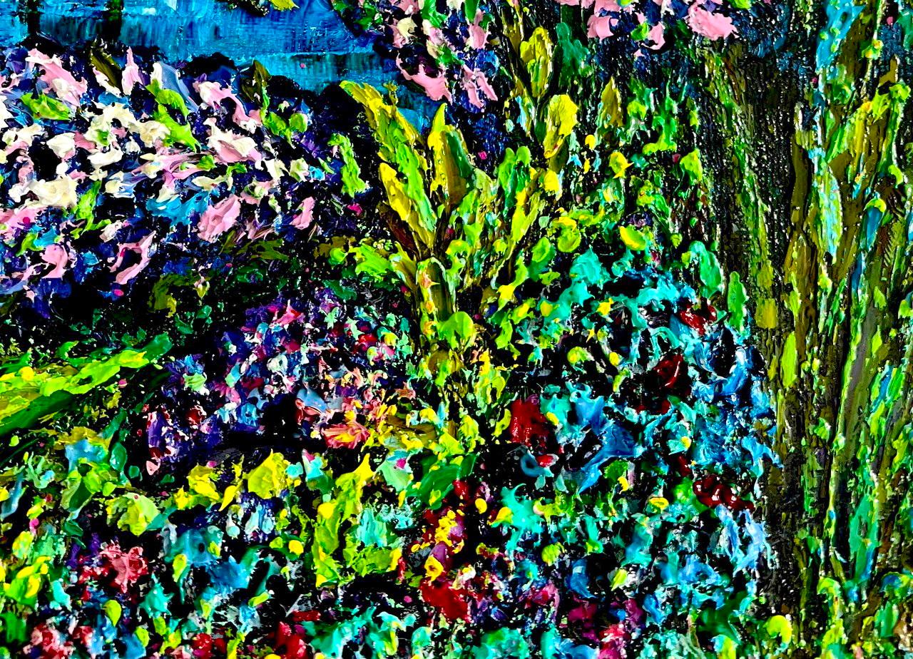 Au bord du lac Hallwilersee / peinture à l'huile impressionniste à l'empâtement. en vente 5