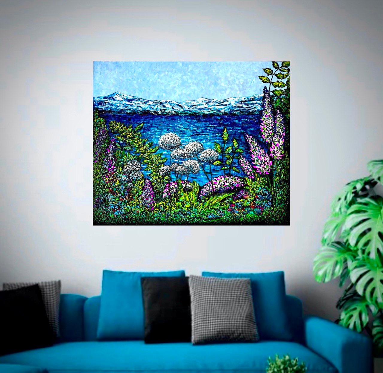 Au bord du lac Hallwilersee / peinture à l'huile impressionniste à l'empâtement. en vente 7