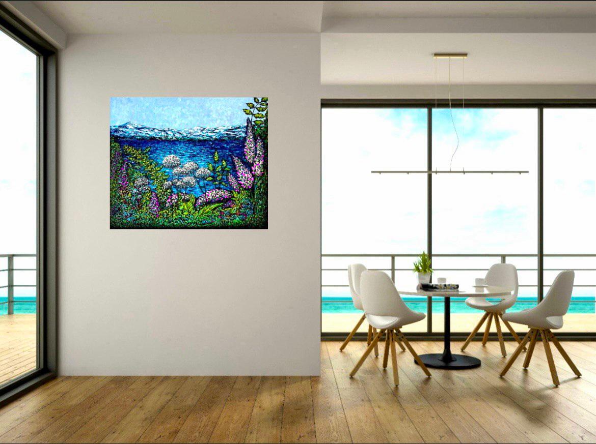 Au bord du lac Hallwilersee / peinture à l'huile impressionniste à l'empâtement. en vente 8