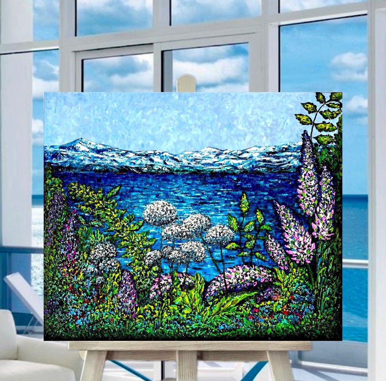Au bord du lac Hallwilersee / peinture à l'huile impressionniste à l'empâtement. en vente 9
