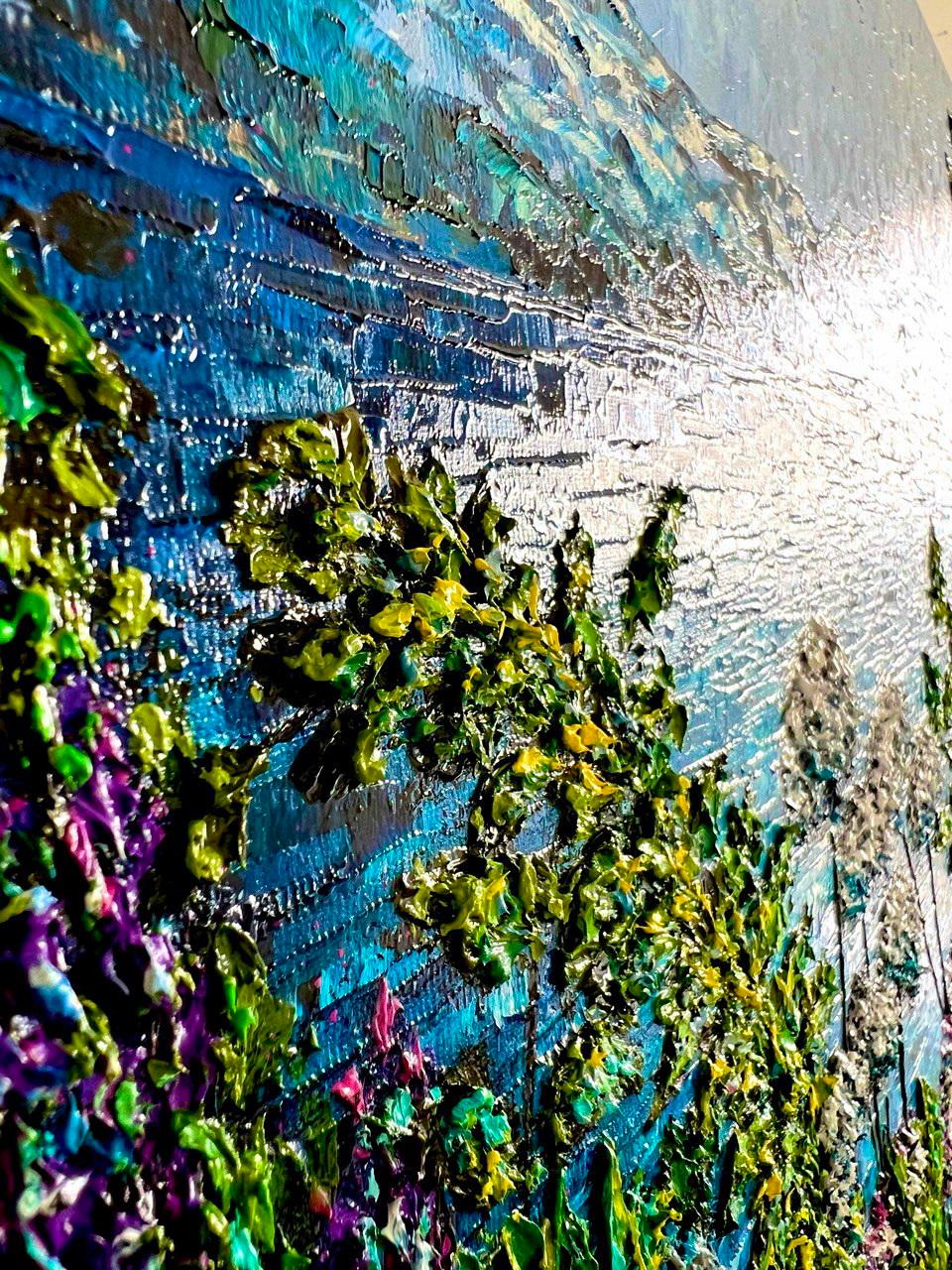Au bord du lac Hallwilersee / peinture à l'huile impressionniste à l'empâtement. - Noir Landscape Painting par Vik Schroeder 