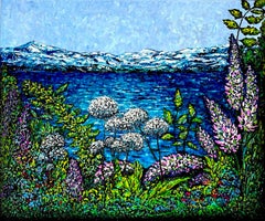Au bord du lac Hallwilersee / peinture à l'huile impressionniste à l'empâtement.