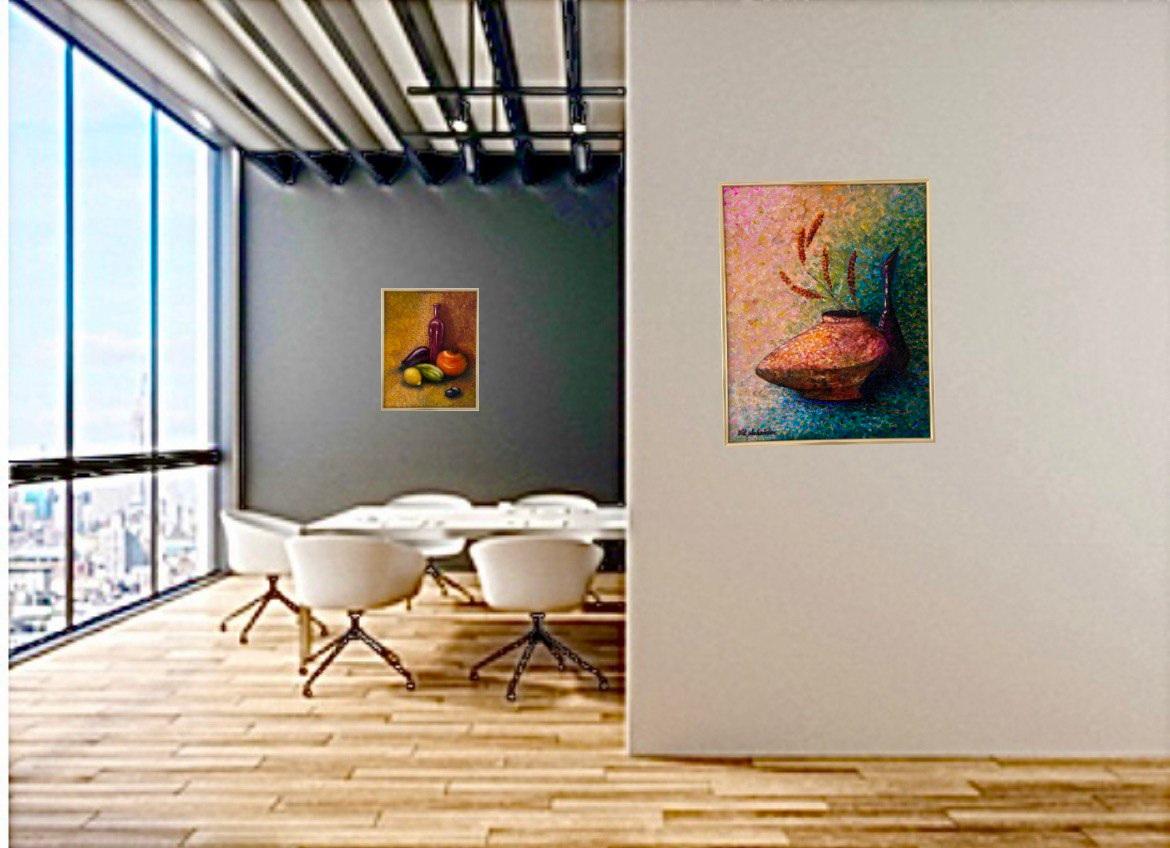  Diptych «Bless you!» Set of 2 oil paintings (each - 50/40 сm). Still life. - Abstract Impressionist Painting by Vik Schroeder 