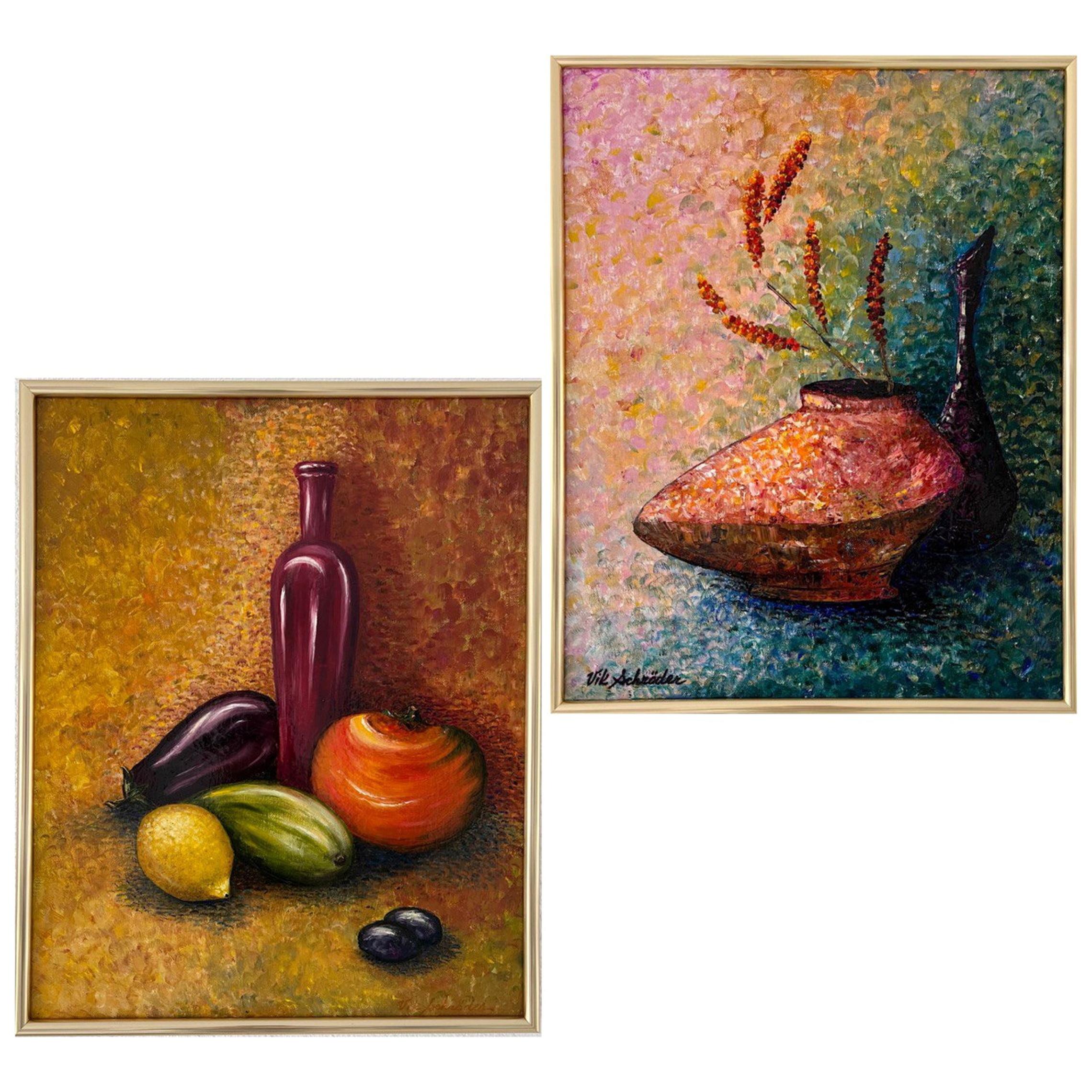 Vik Schroeder  Interior Painting -  Diptych «Bless you!» Set of 2 oil paintings (each - 50/40 сm). Still life.