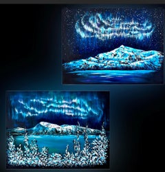 Diptych "Silent night, holy night" / Each -30*40 cm / Northern Lights