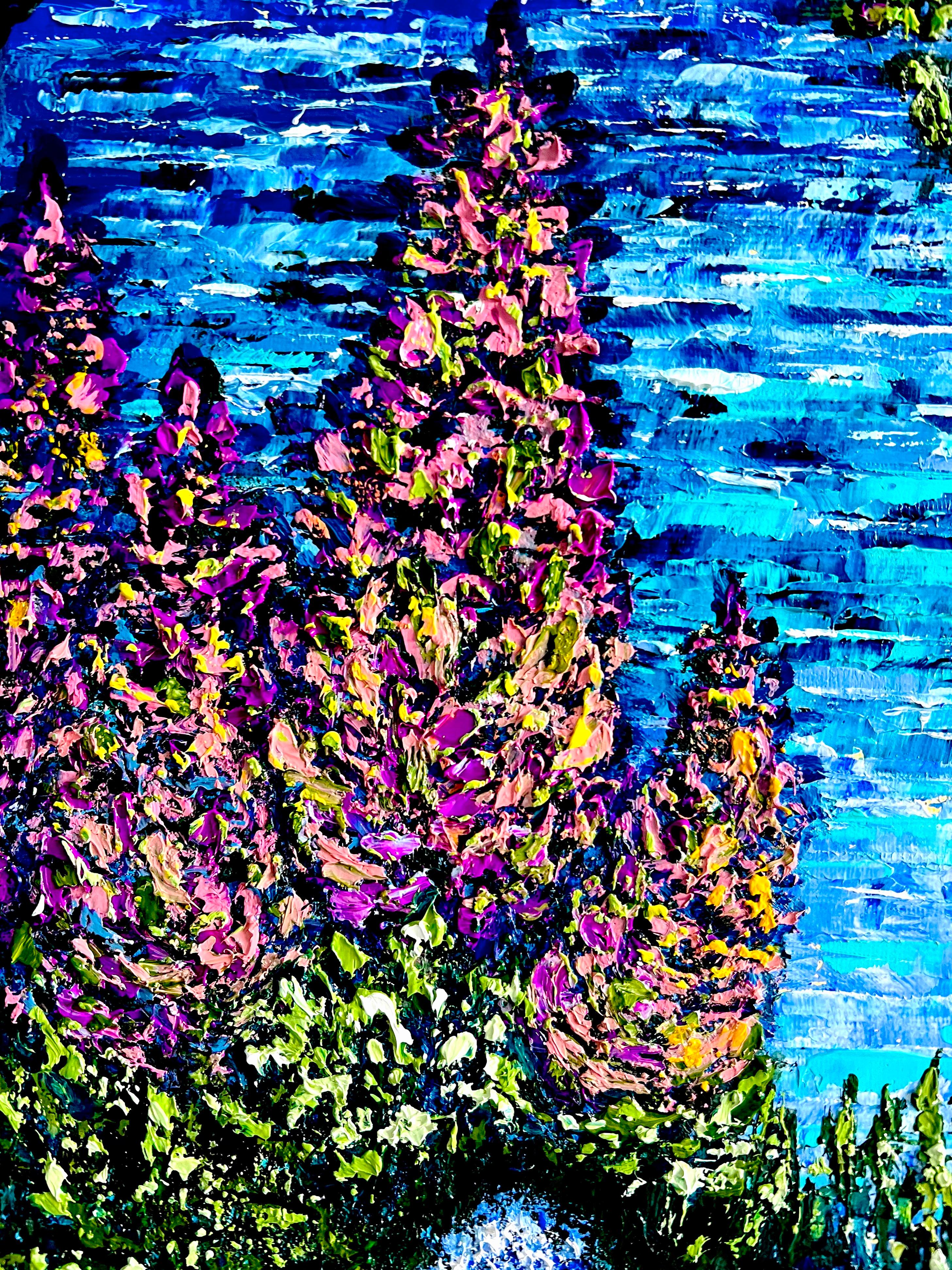    Paysage de rêve. Peinture à l'empâtement. Impressionnisme. nature, fleurs, mer, paysage. en vente 2