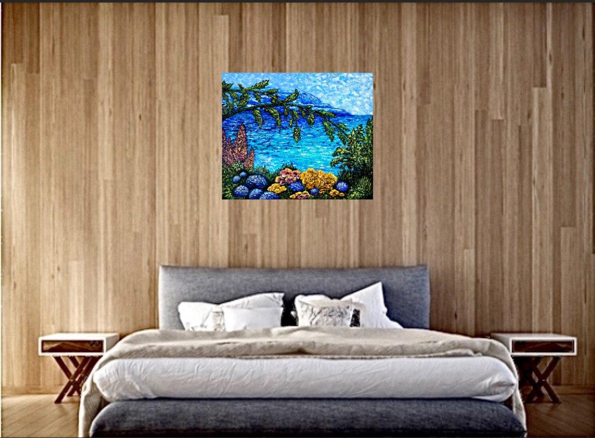    Paysage de rêve. Peinture à l'empâtement. Impressionnisme. nature, fleurs, mer, paysage. en vente 10