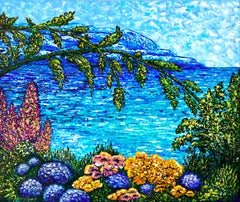    Paysage de rêve. Peinture à l'empâtement. Impressionnisme. nature, fleurs, mer, paysage.
