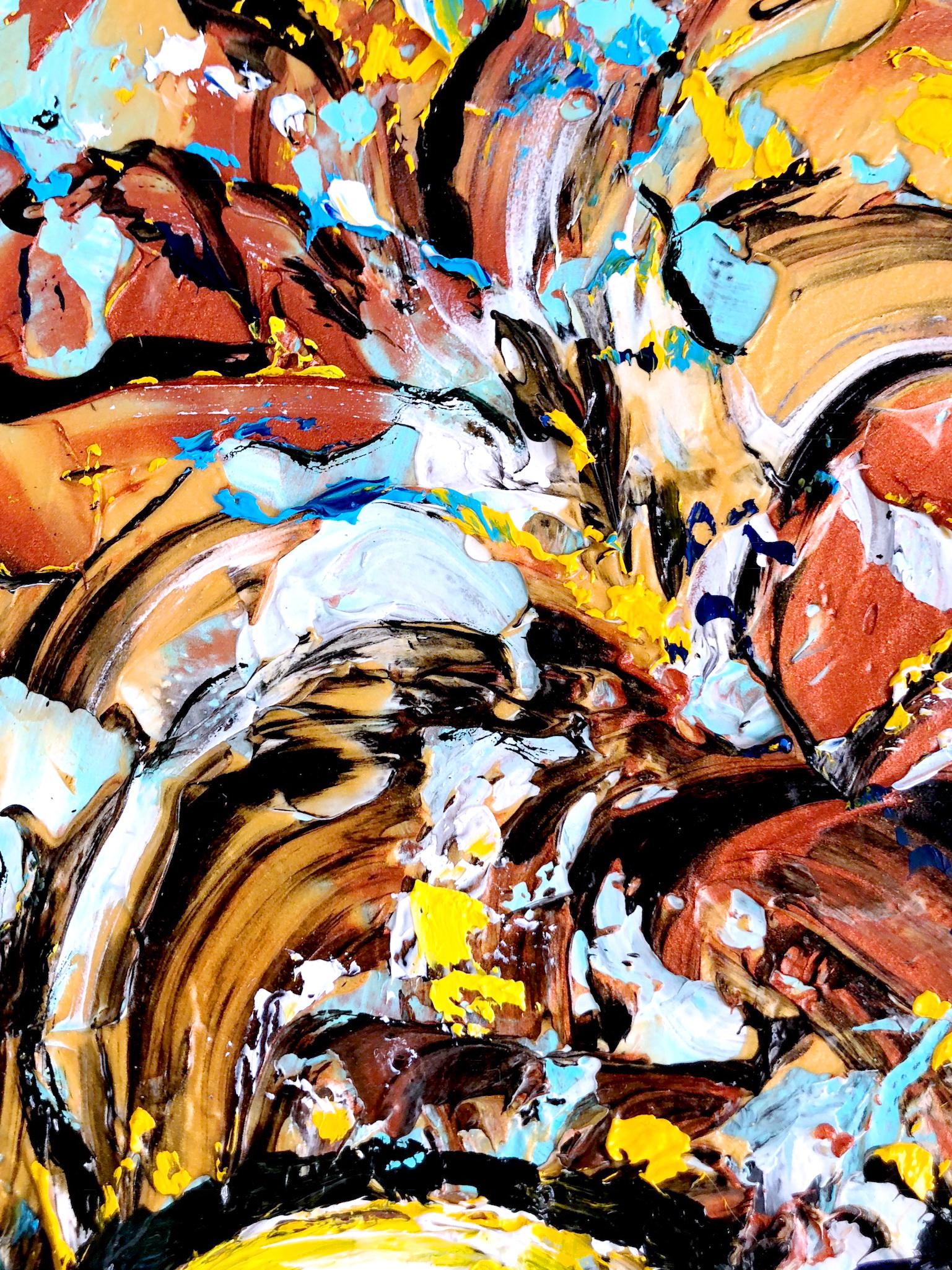 énergétique de l'amour expressionnisme abstrait, peinture à l'huile colorée originale de 50 x 40 cm en vente 6