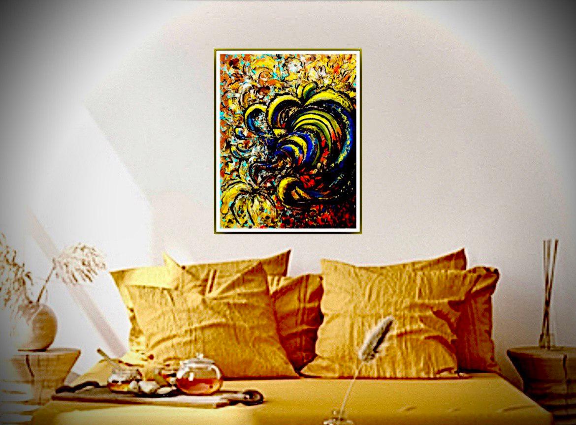 énergétique de l'amour expressionnisme abstrait, peinture à l'huile colorée originale de 50 x 40 cm en vente 11