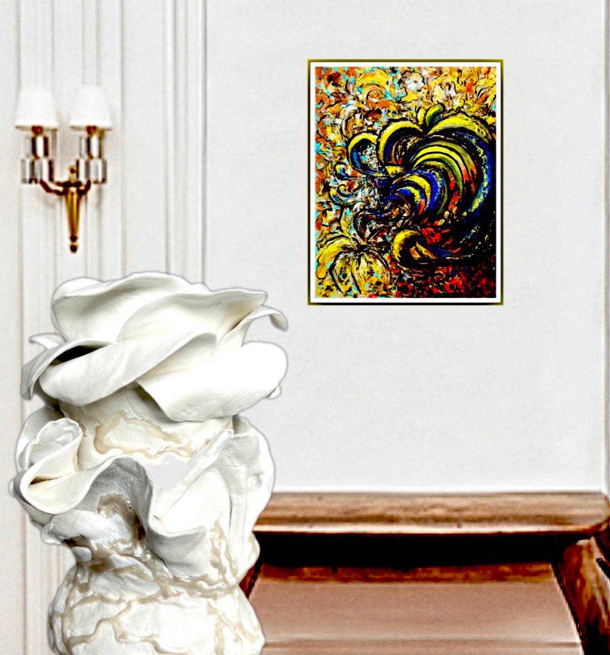 énergétique de l'amour expressionnisme abstrait, peinture à l'huile colorée originale de 50 x 40 cm en vente 10