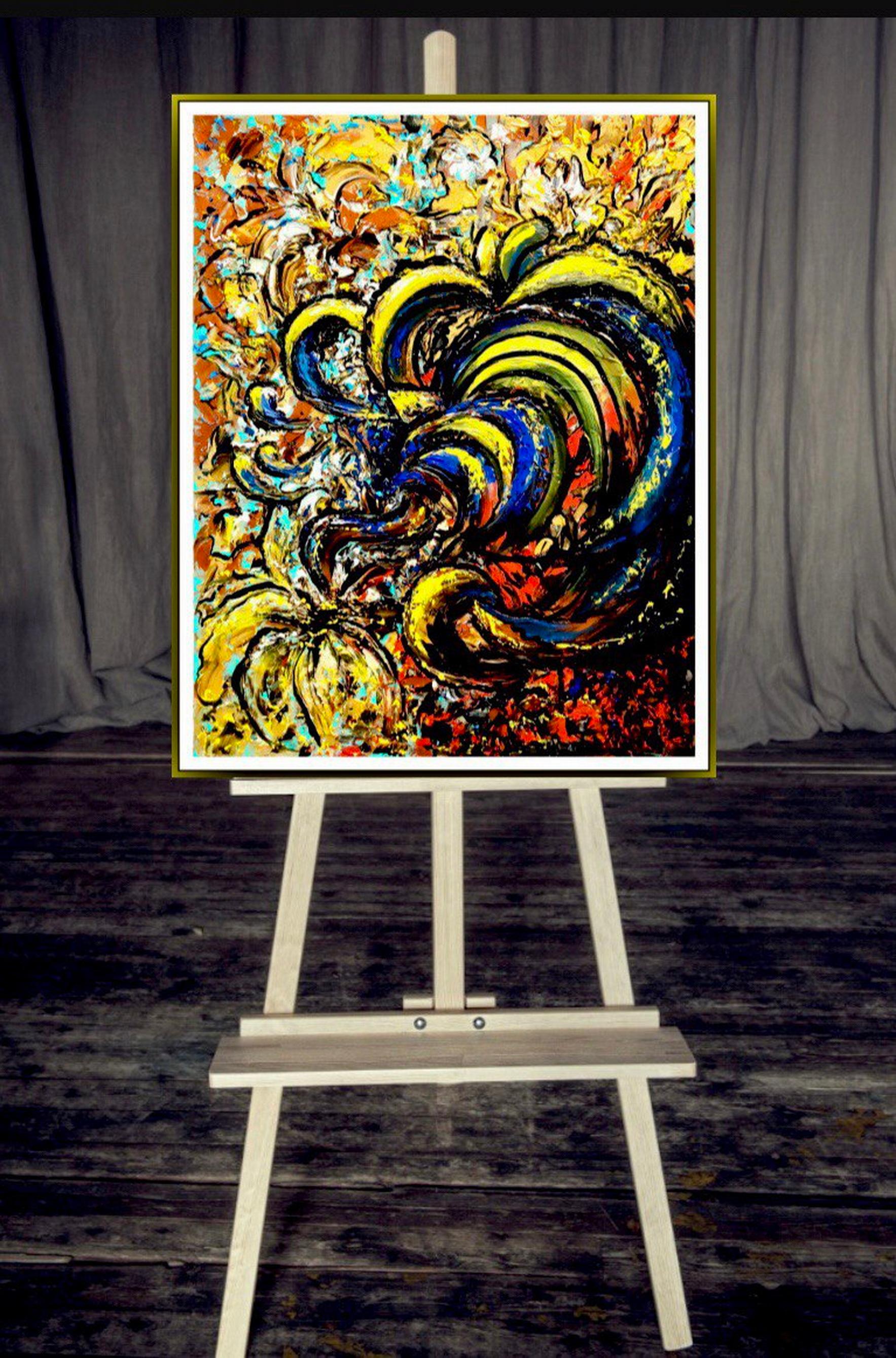 énergétique de l'amour expressionnisme abstrait, peinture à l'huile colorée originale de 50 x 40 cm en vente 14