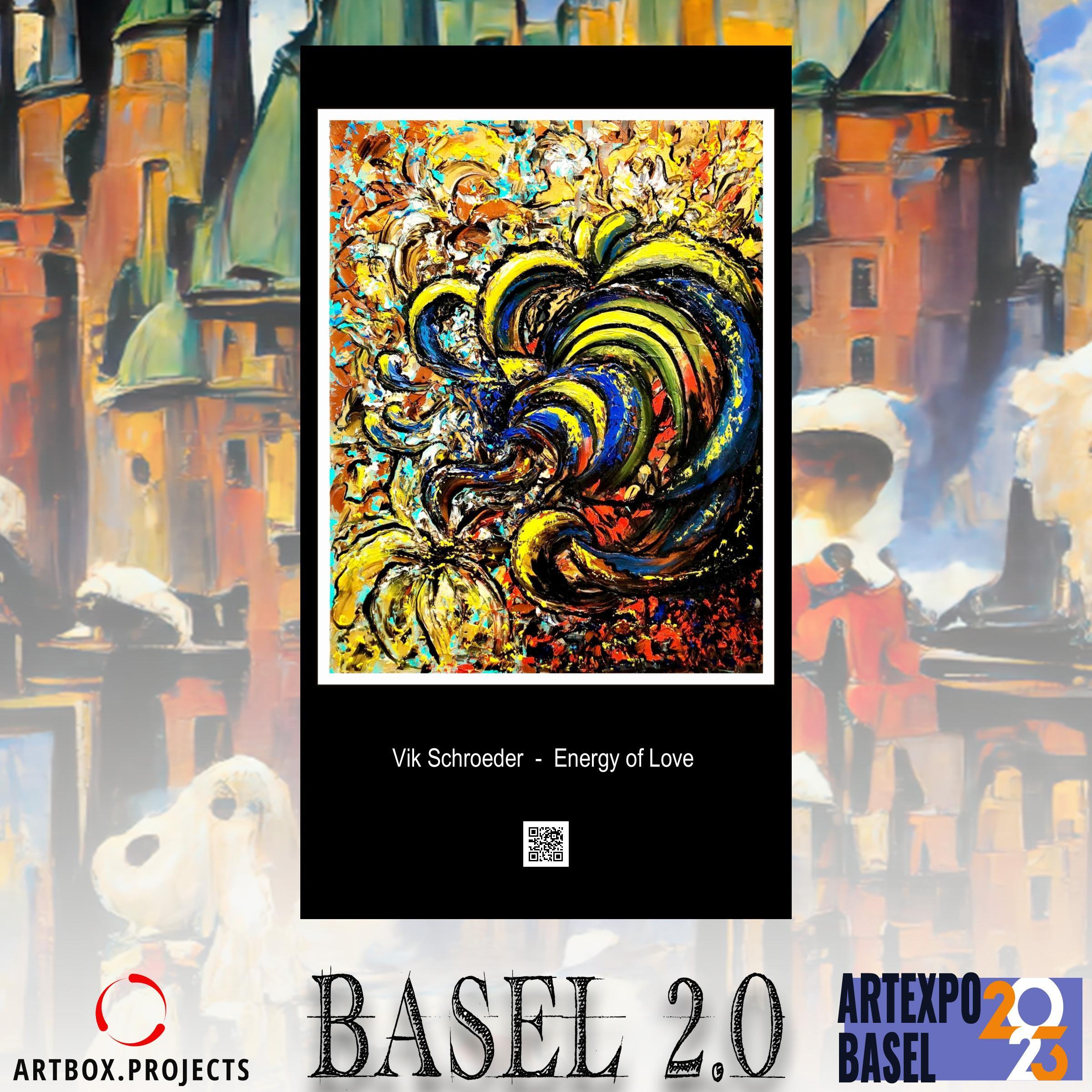 énergétique de l'amour expressionnisme abstrait, peinture à l'huile colorée originale de 50 x 40 cm - Impressionnisme abstrait Painting par Vik Schroeder 