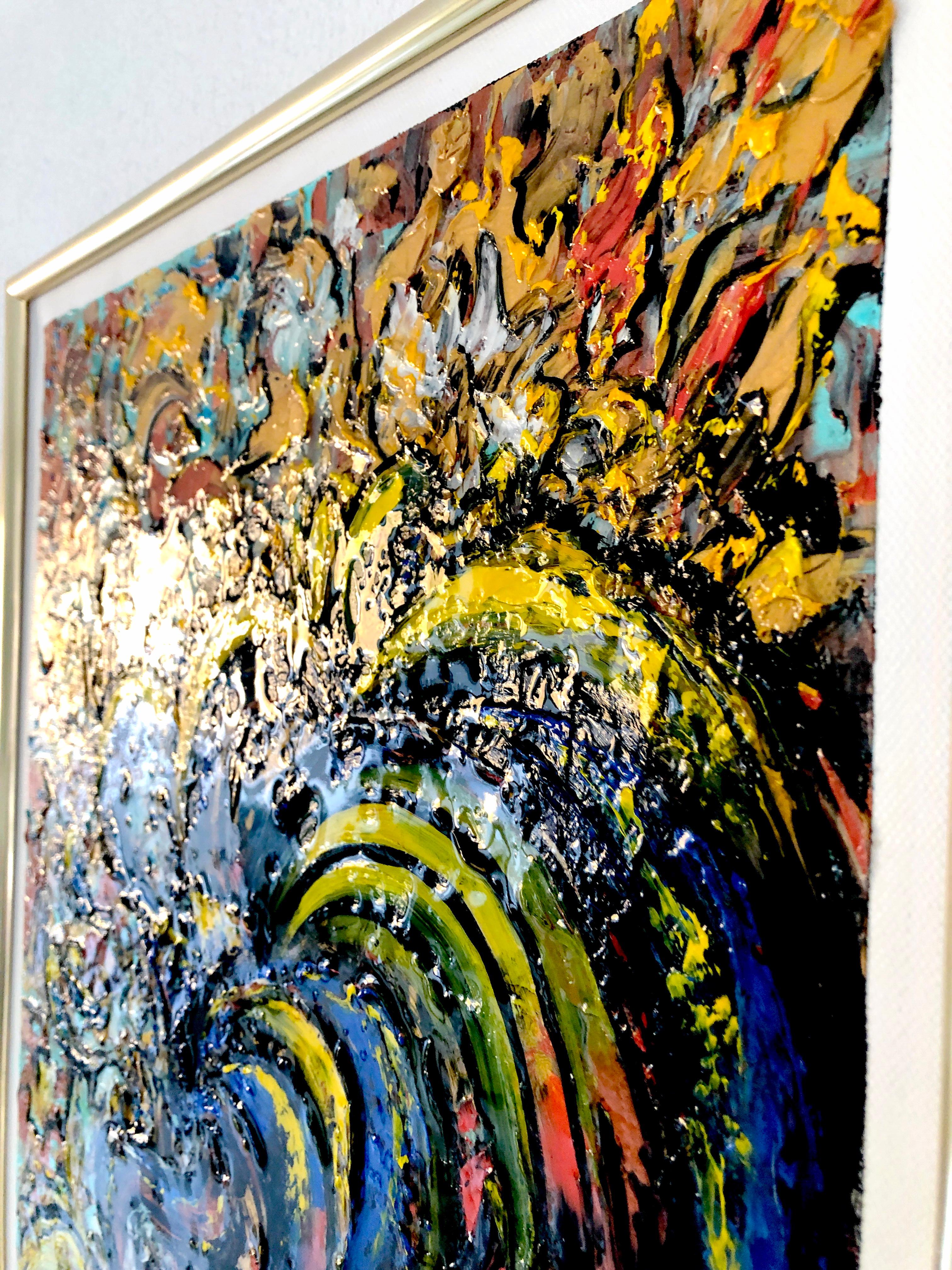 énergétique de l'amour expressionnisme abstrait, peinture à l'huile colorée originale de 50 x 40 cm en vente 4