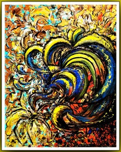 Energie der Liebe. Abstrakter Expressionismus, originales farbenfrohes Ölgemälde 50x40cm.